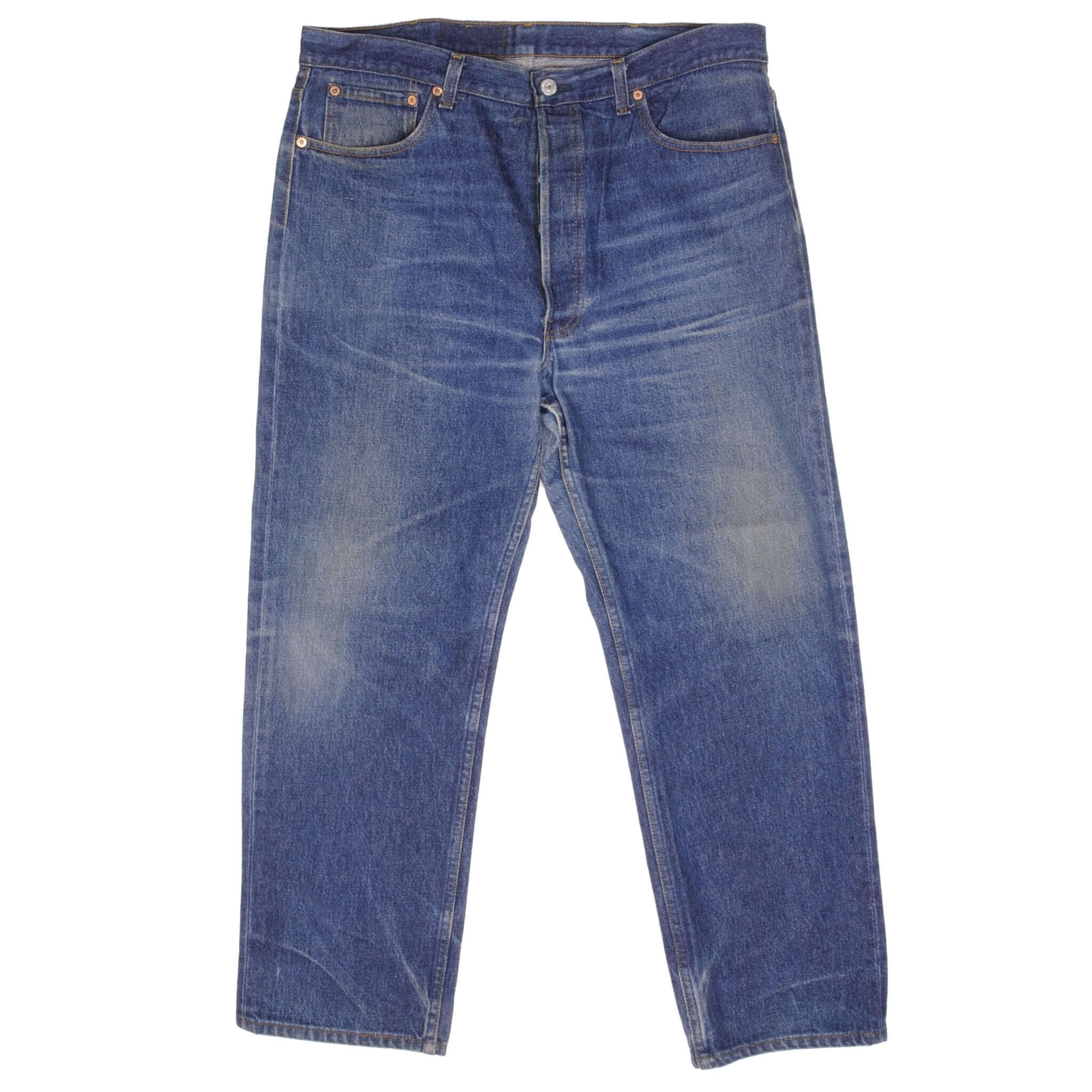 Beautiful Indigo Levis 501 Jeans 1980s Made in USA with Dark Wash Size on tag 40X31 Actual Size 38X29 Back Button #552