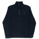 Vintage Polo Ralph Lauren Black Quarter 1/4 Zip Sweater 1990S Size Medium