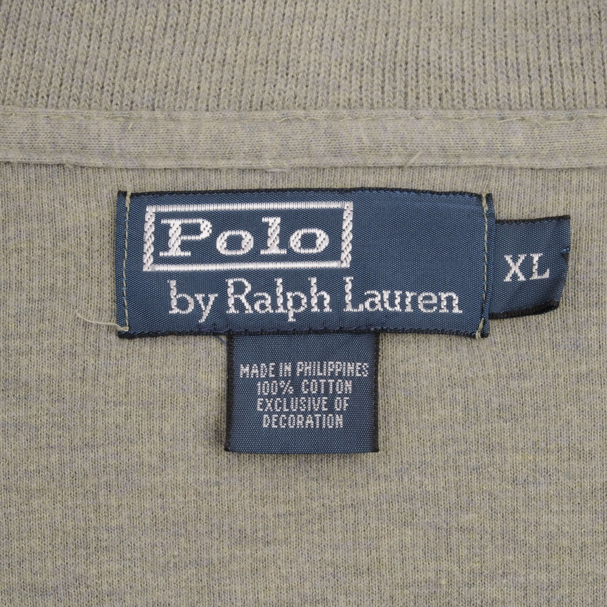 Vintage Polo Ralph Lauren Sage Green Quarter 1/4 Zip Sweater 1990s Size XL