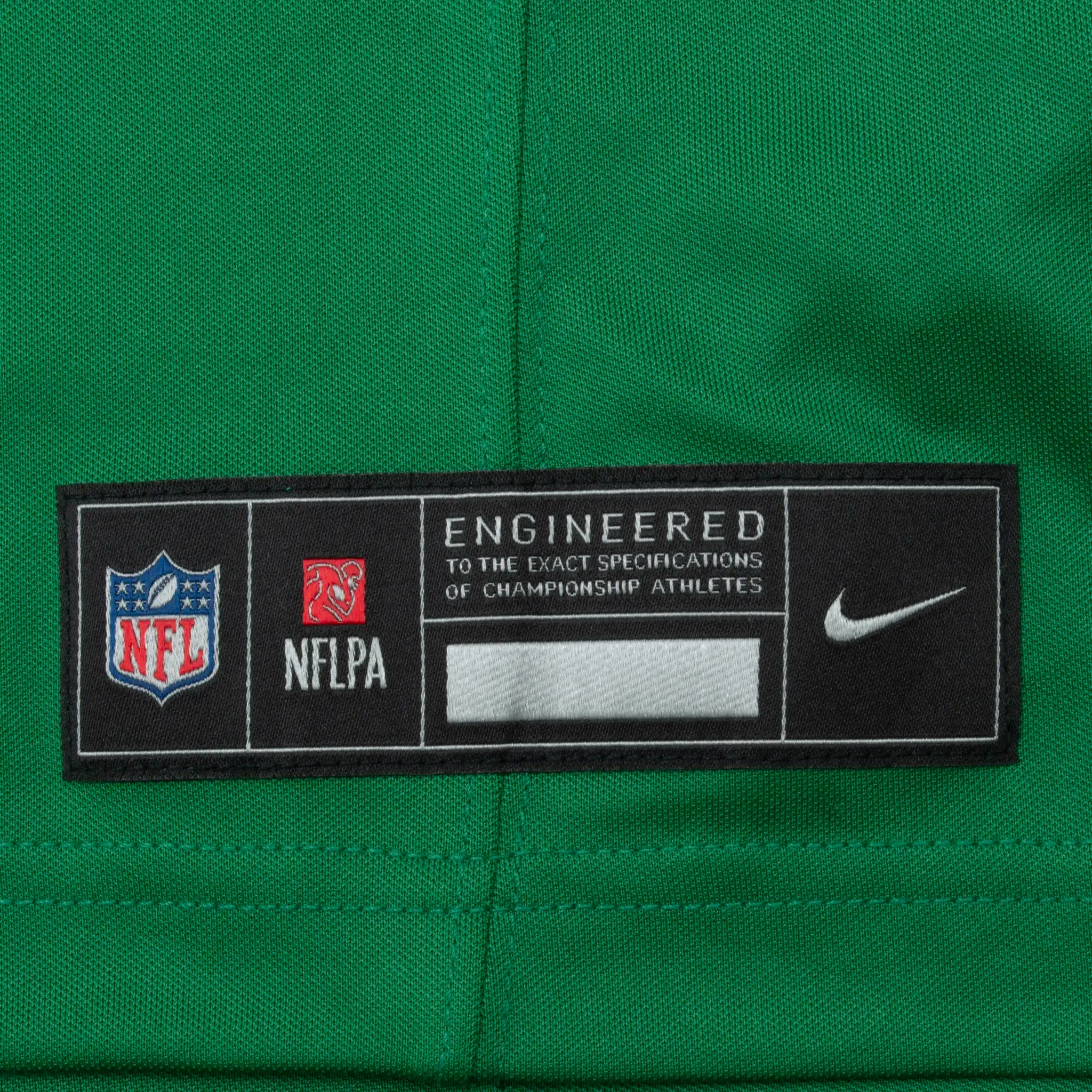 Close-up of lower-front NFL, NFLPA and Nike branded jersey patch