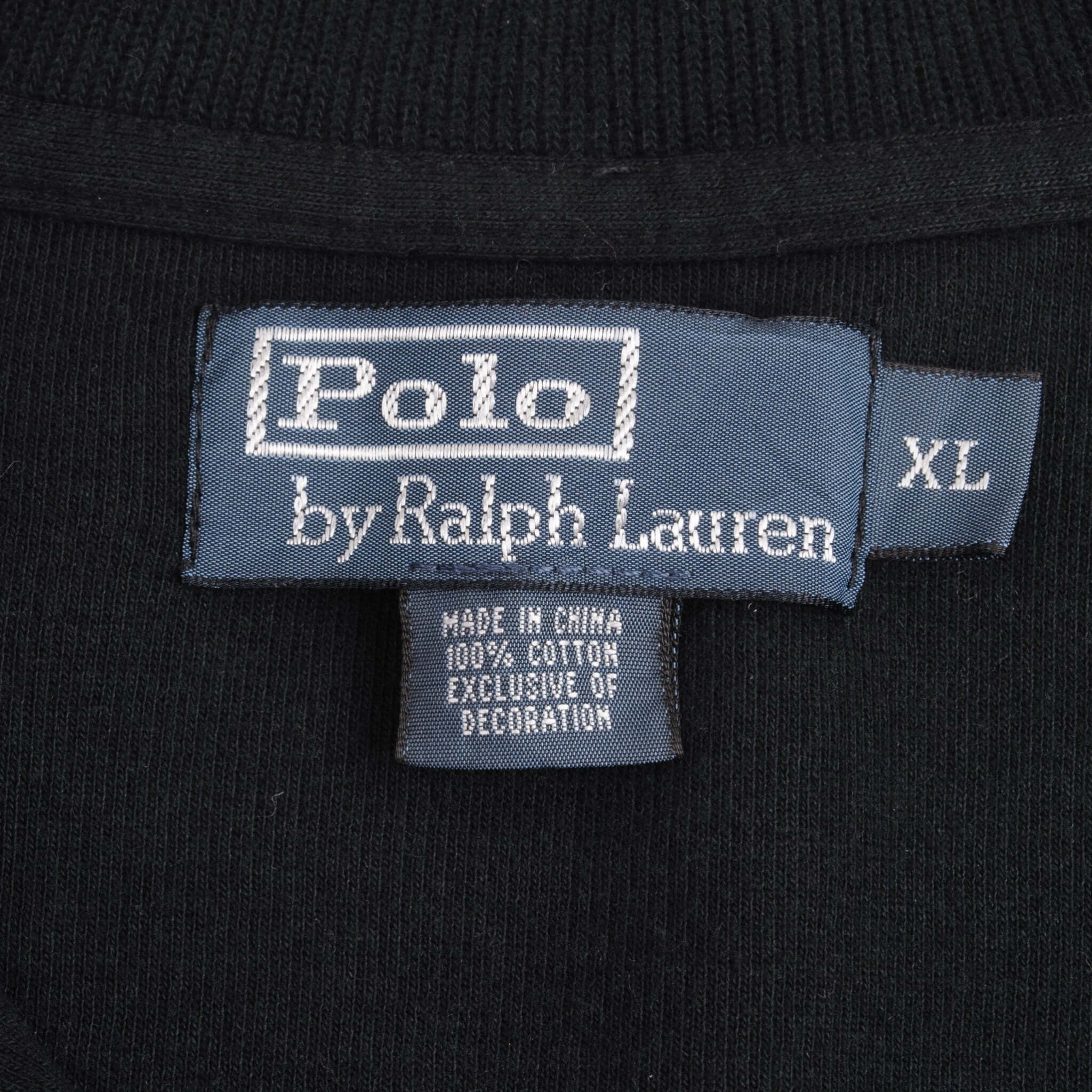 Vintage Polo Ralph Lauren Black Quarter 1/4 Zip Sweater 1990s Size XL