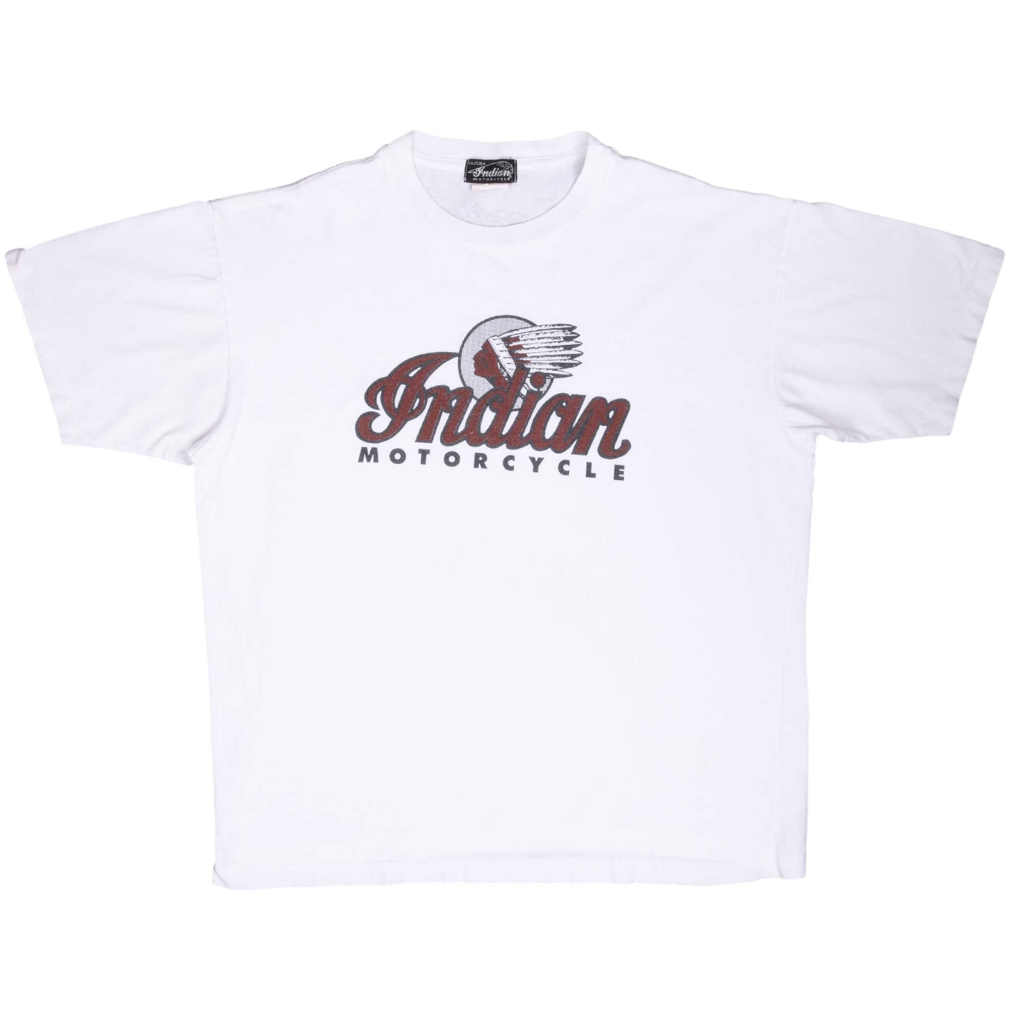 Vintage Indian Motocycle Biker Tee Shirt 1990S Size 2XL With Single Stitch Sleeves