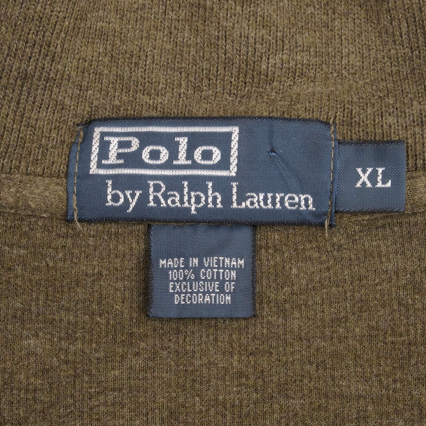 VINTAGE POLO RALPH LAUREN GREEN QUARTER 1/4 ZIP SWEATER 1990S SIZE XL