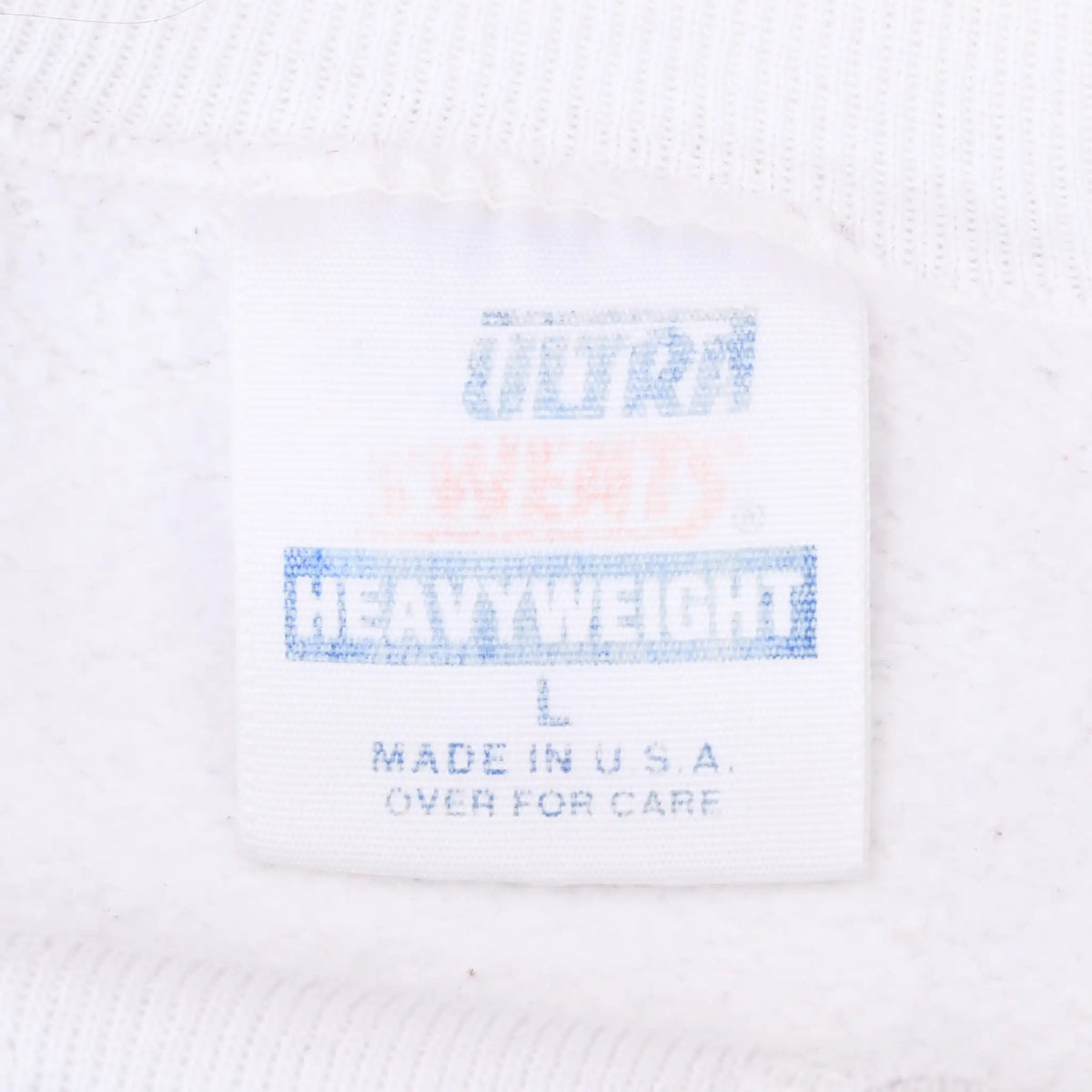 Ultra Sweats Heavyweight size L garment label with Made in USA text