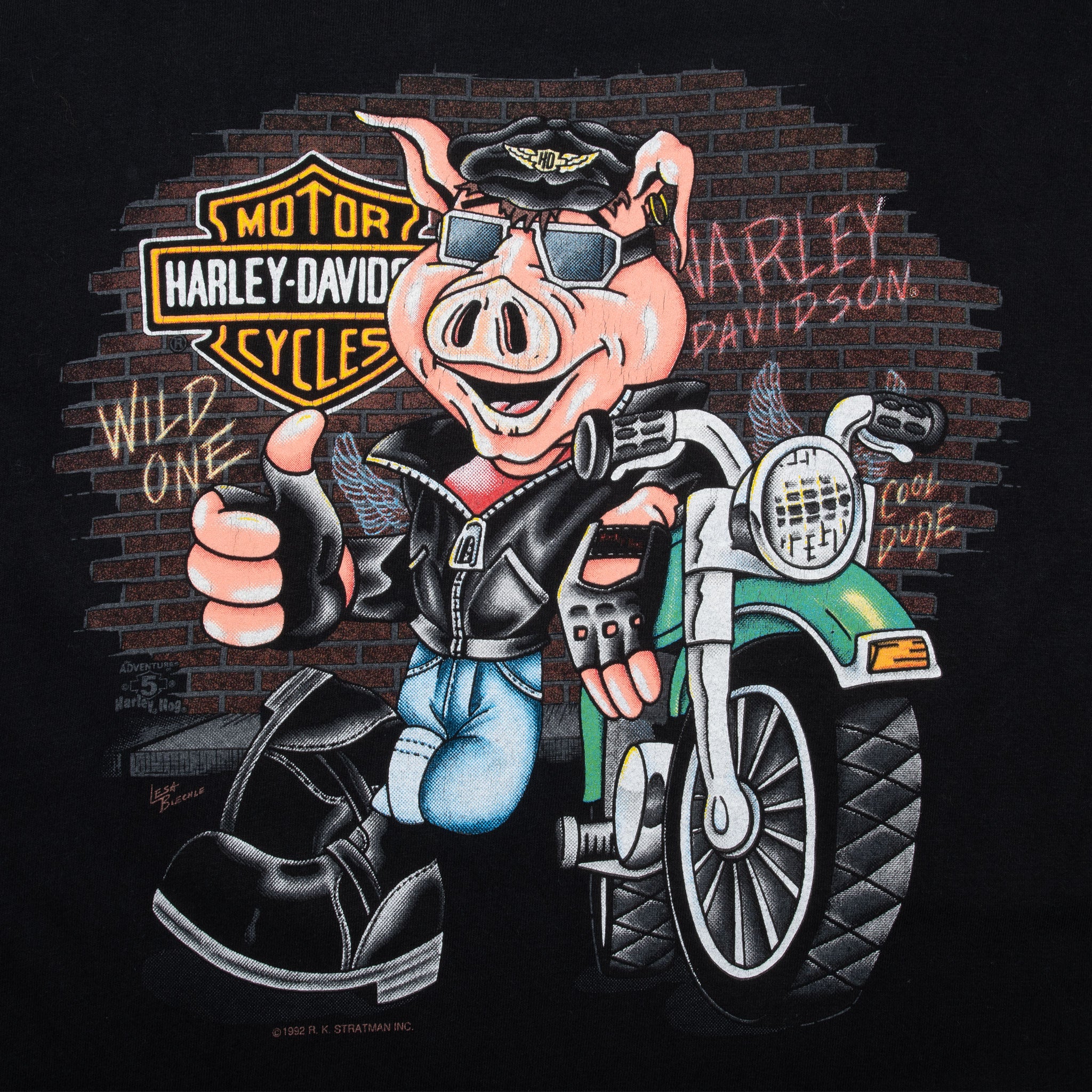Vintage Harley Davidson Hog Nashville Tee Shirt 1992 Medium Made In Usa With Single Stitch Sleeves