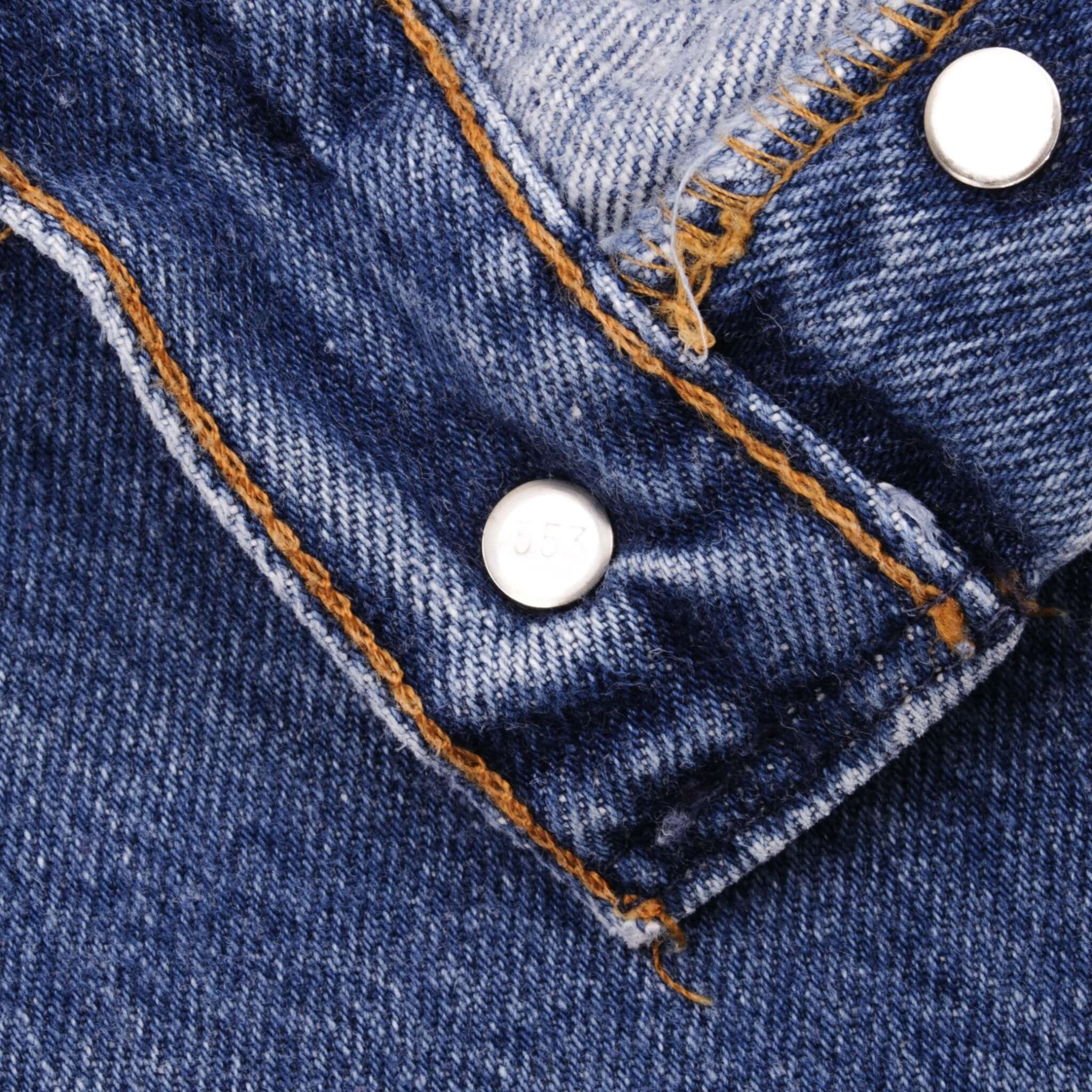 Beautiful Indigo Levis 501 Jeans 1980s Made in USA with Medium Wash Size on tag 34X32 Actual Size 34X34 Back Button #553