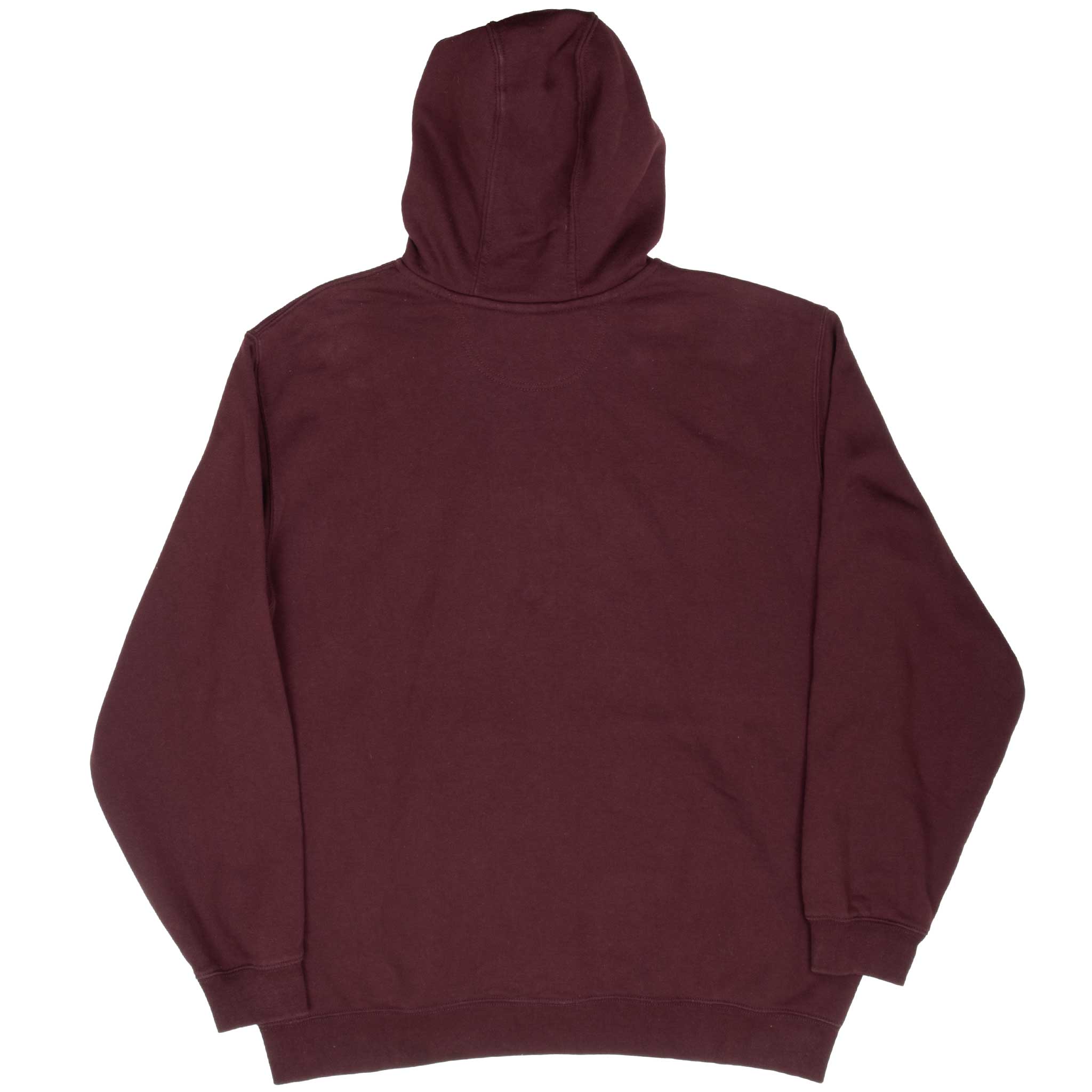 Plain back of burgundy Carhartt pullover hoodie