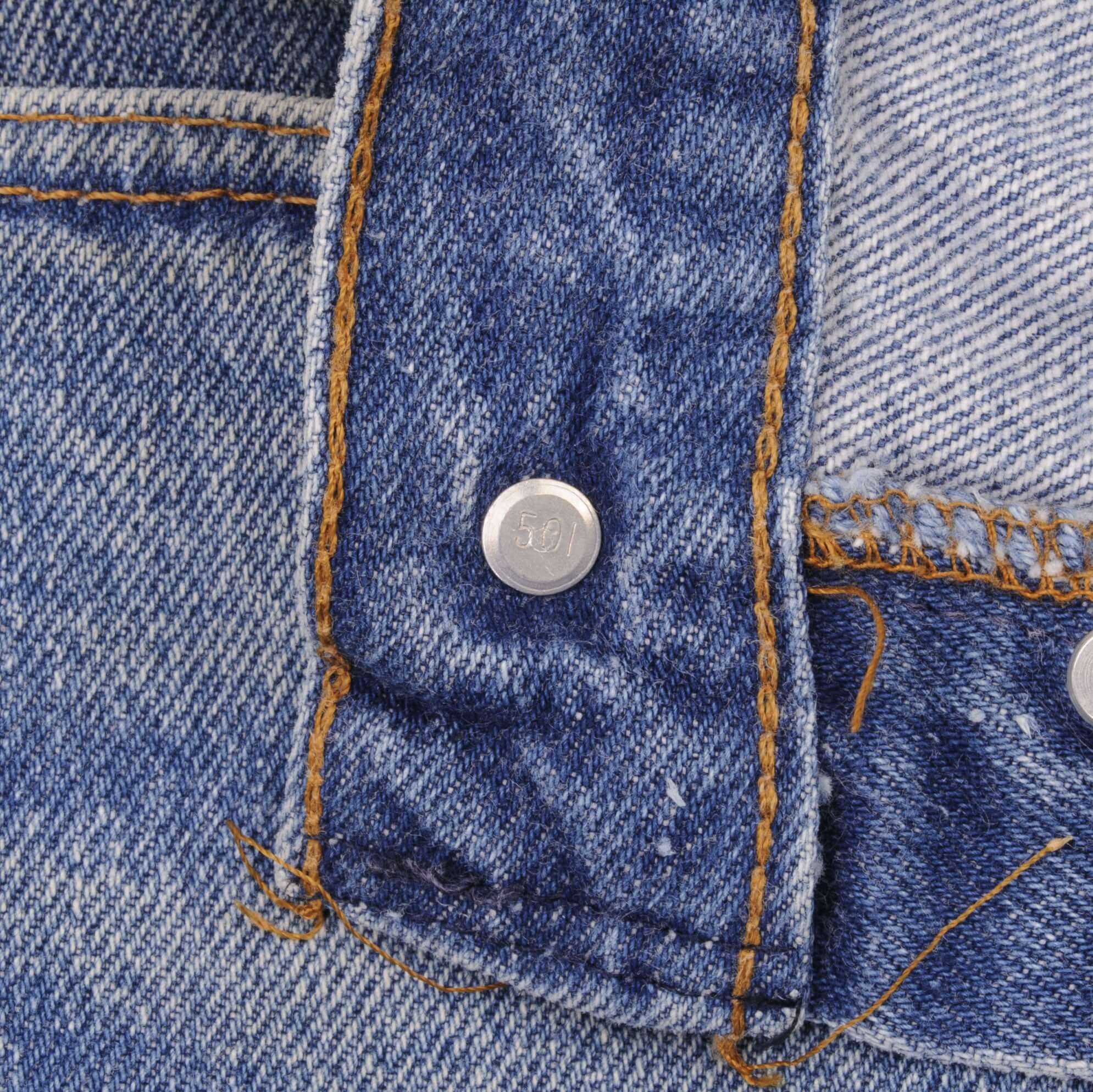 Beautiful Indigo Levis 501 Jeans 1980s Made in USA with Medium Wash Size on tag 34X33 Actual Size 32X31 Back Button #501