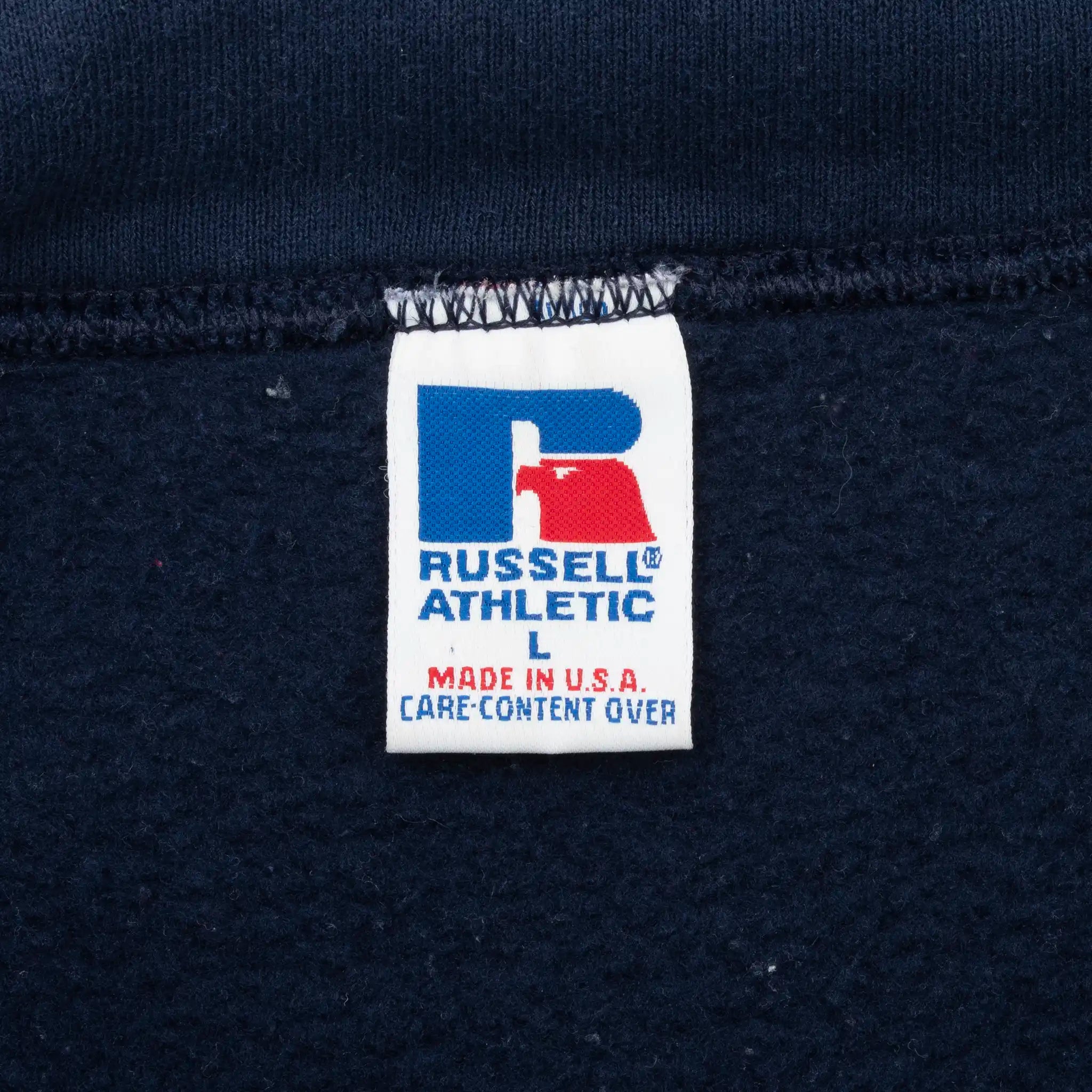 VINTAGE RUSSELL ATHLETIC NAVY BLUE QUARTER ZIP SWEATSHIRT 1990S LARGE MADE USA