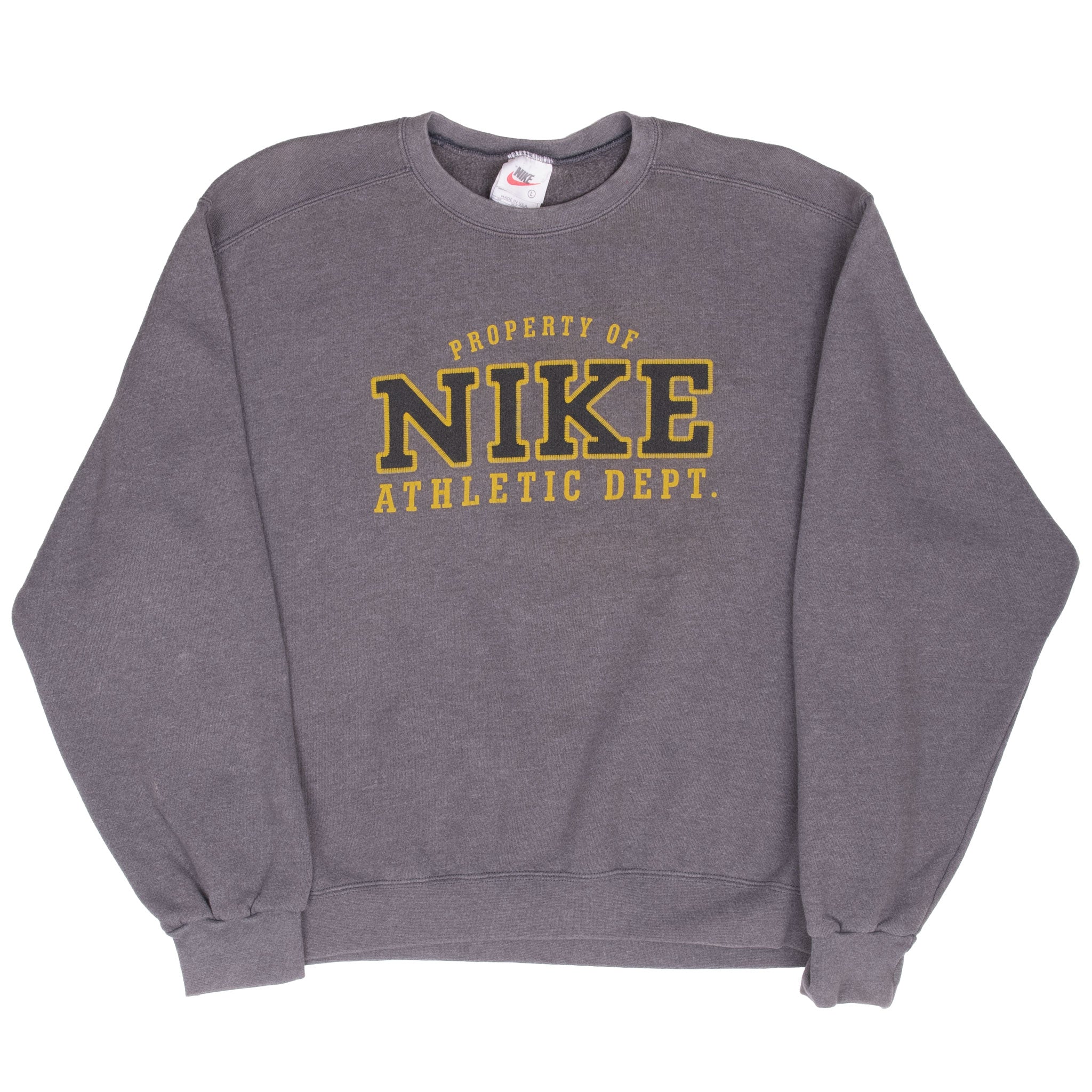 Vintage Nike Athletic Dept Spellout Grey Sweatshirt 1990S Size Large Made In Usa