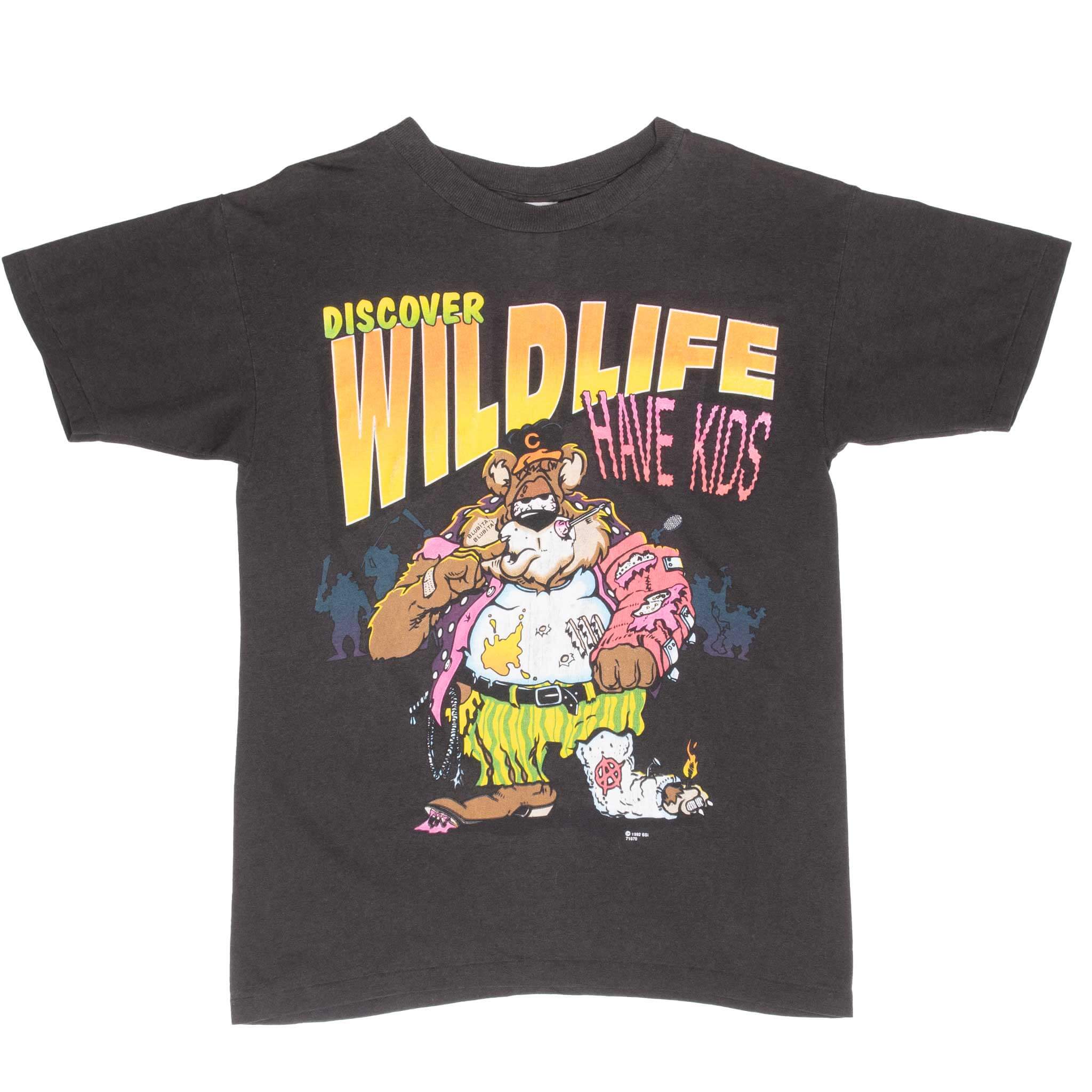 Vintage Discover Wildlife 1992 Tee Shirt Size Medium With Single Stitch Sleeves