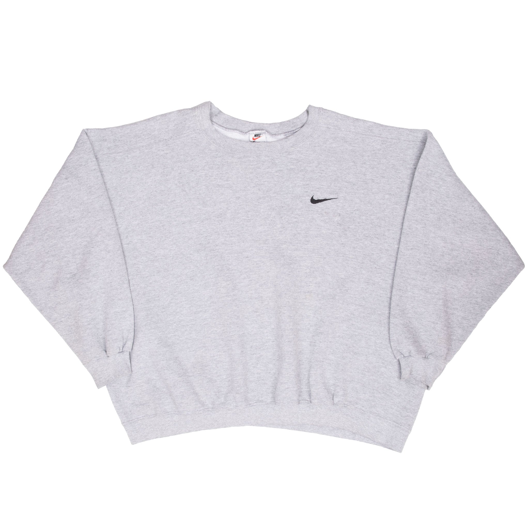 Vintage Nike Classic Swoosh Grey Sweatshirt 1990S Size 2XL Made In Usa