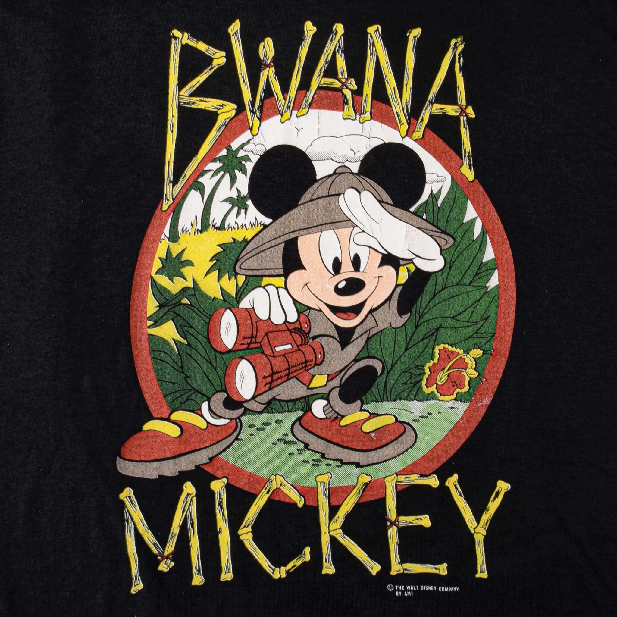 Vintage Disney Bwana Mickey Mouse 1980s Tee Shirt Size XL Made In USA