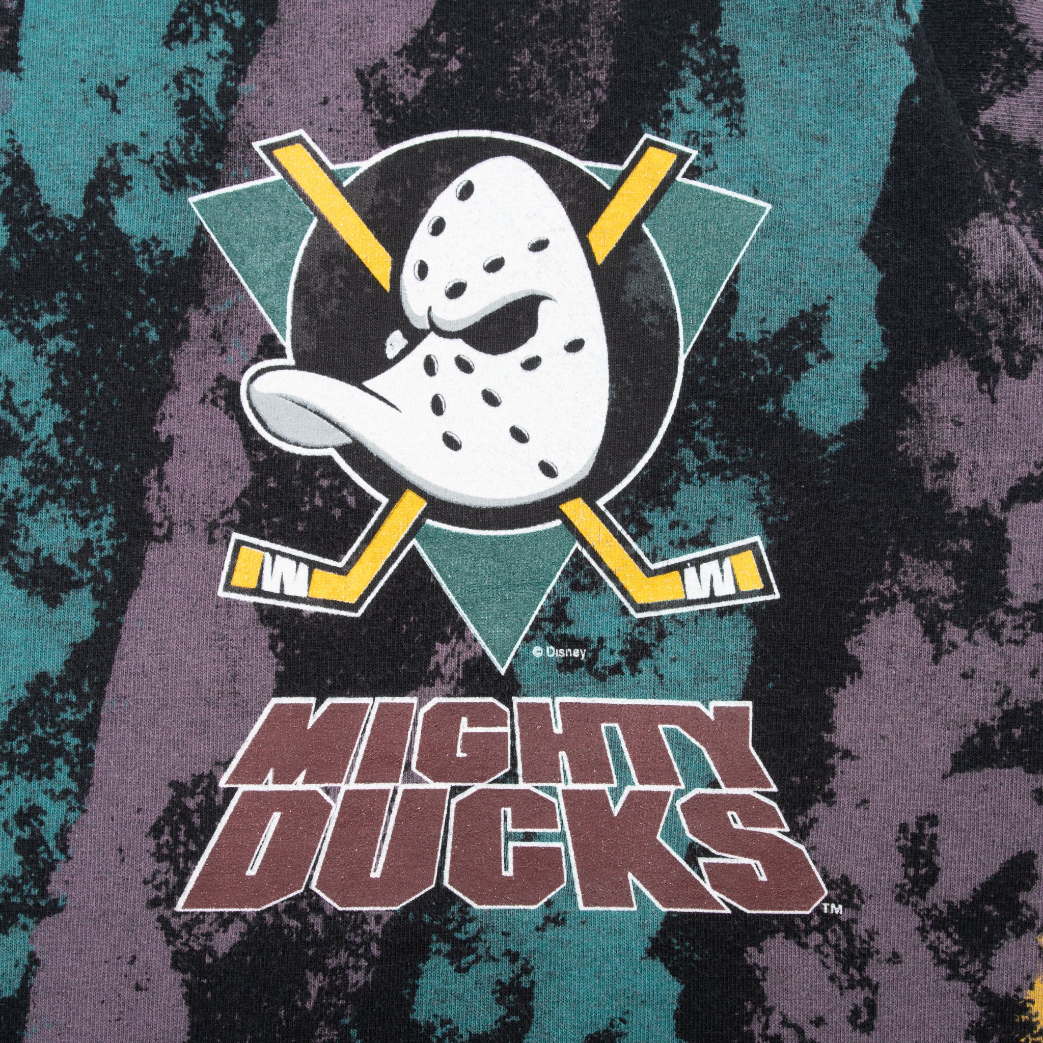 Vintage Nhl Anaheim Mighty Ducks Tie Dye Tee Shirt 1990S Large Made In Usa With Single Stitch