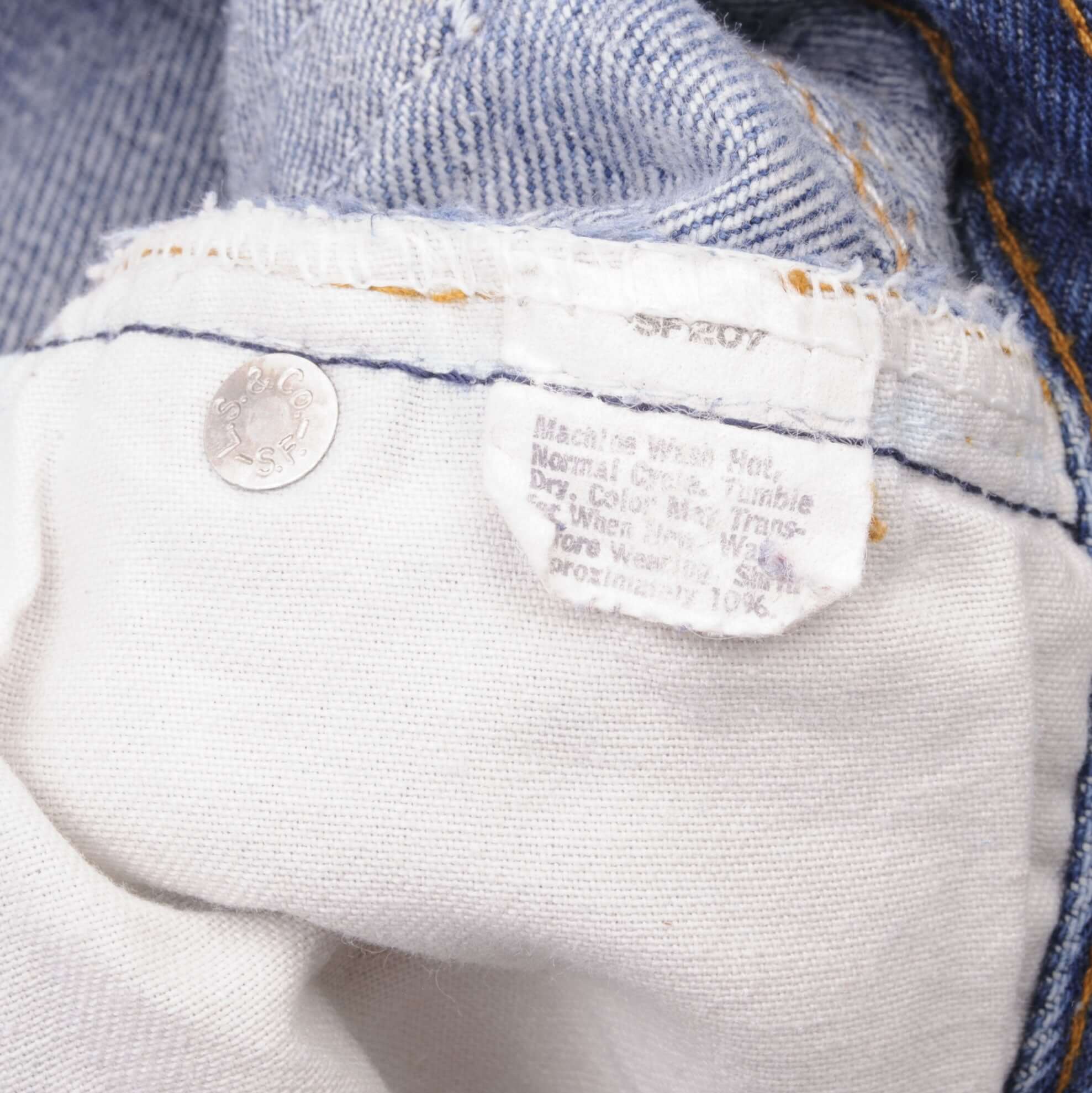 Beautiful Indigo Levis 501 Jeans 1980s Made in USA with Medium Dark Wash Size on tag 33X36 Actual Size 31X31 Not original hem