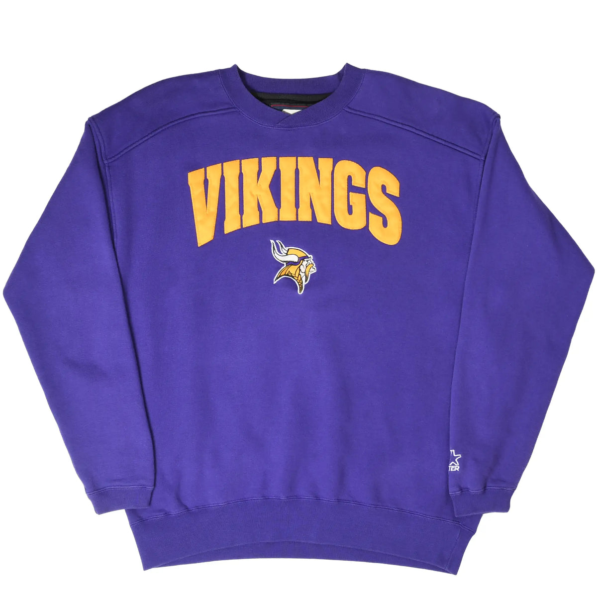 Purple Minnesota Vikings Starter sweatshirt with embroidered chest design
