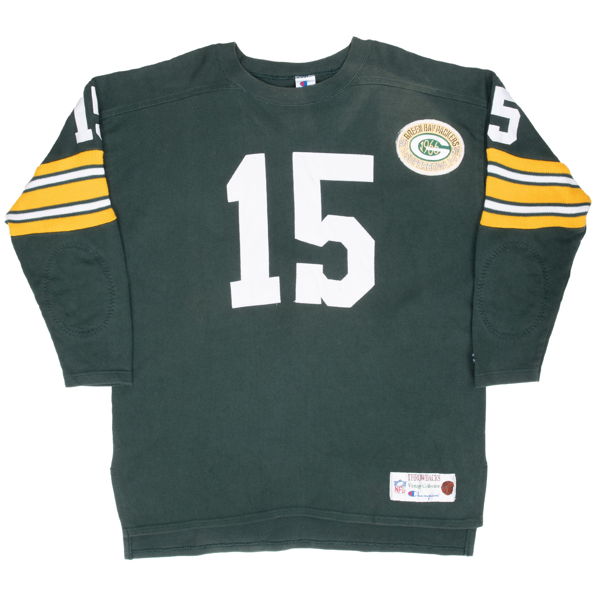 Vintage Nfl Green Bay Bart Starr #15 Super Bowl 1 1966 Champion Throwback Jersey Size XL Made In USA