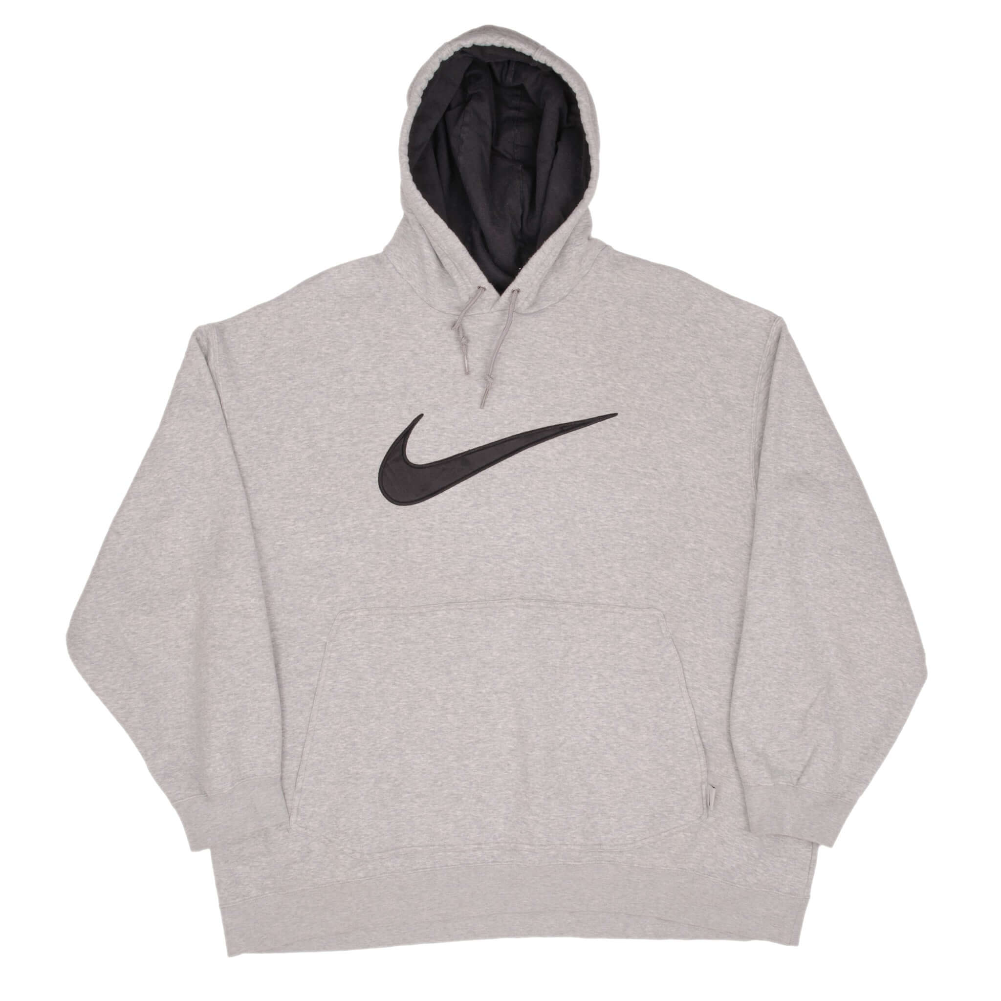 Vintage Grey Nike Big Swoosh Hoodie Sweatshirt 2000S Size XL