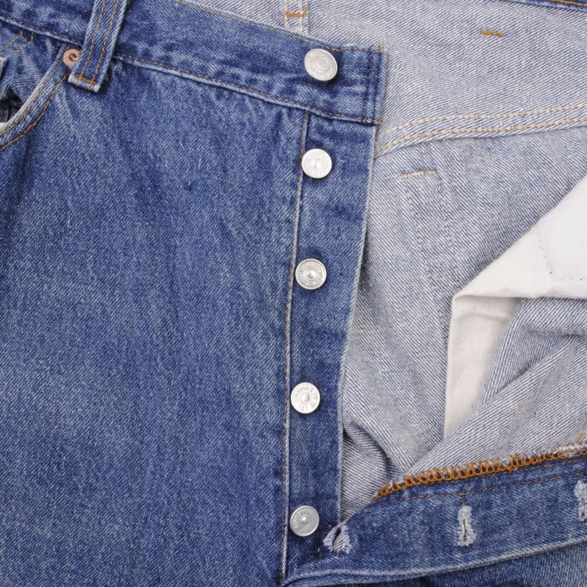 Beautiful Indigo Levis 501 Jeans 1980s Made in USA with Medium Wash Size on tag 40X34 Actual Size 37X32 Back Button #552