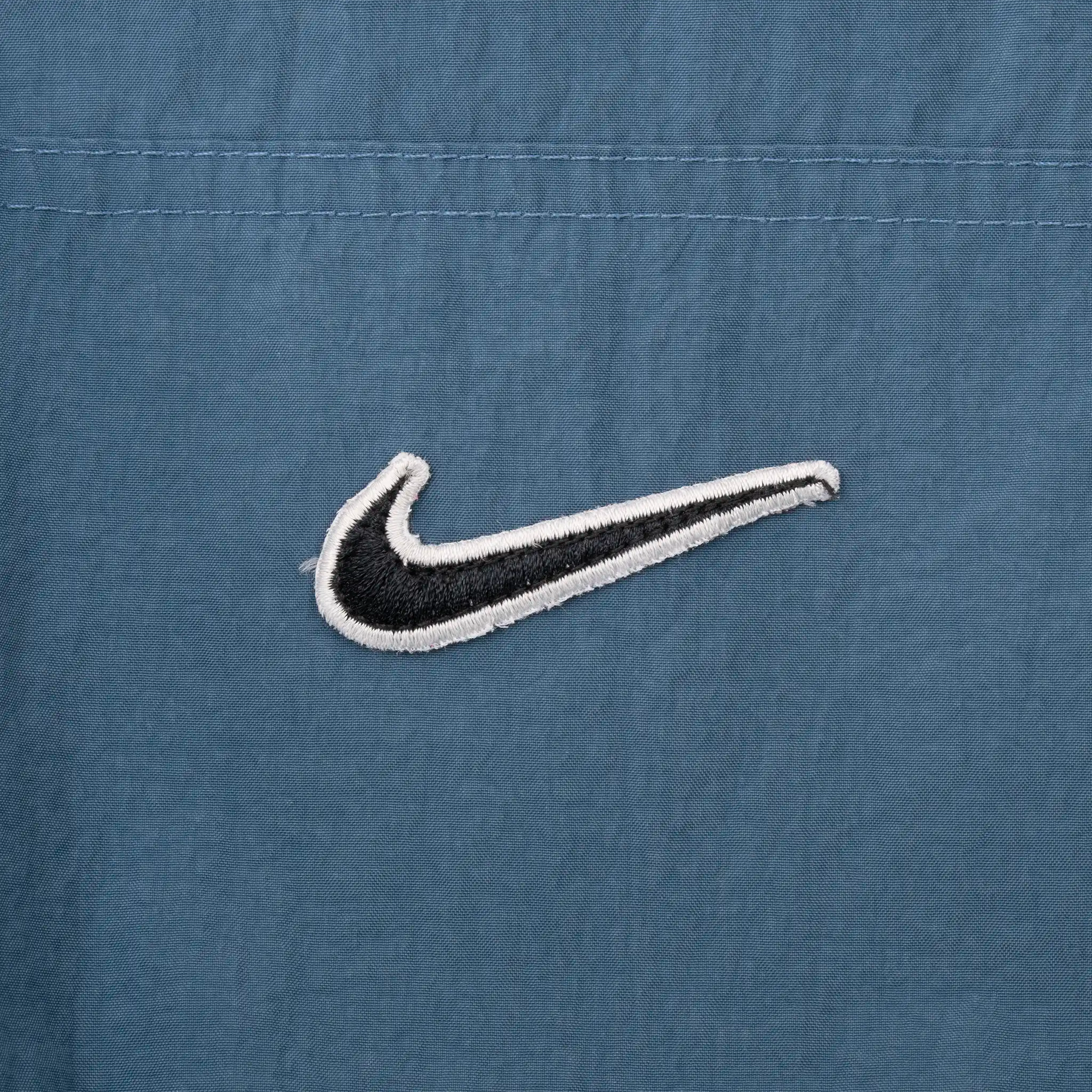 VINTAGE NIKE CENTER SWOOSH BLUE WHITE PULLOVER WINDBREAKER JACKET 1990S LARGE