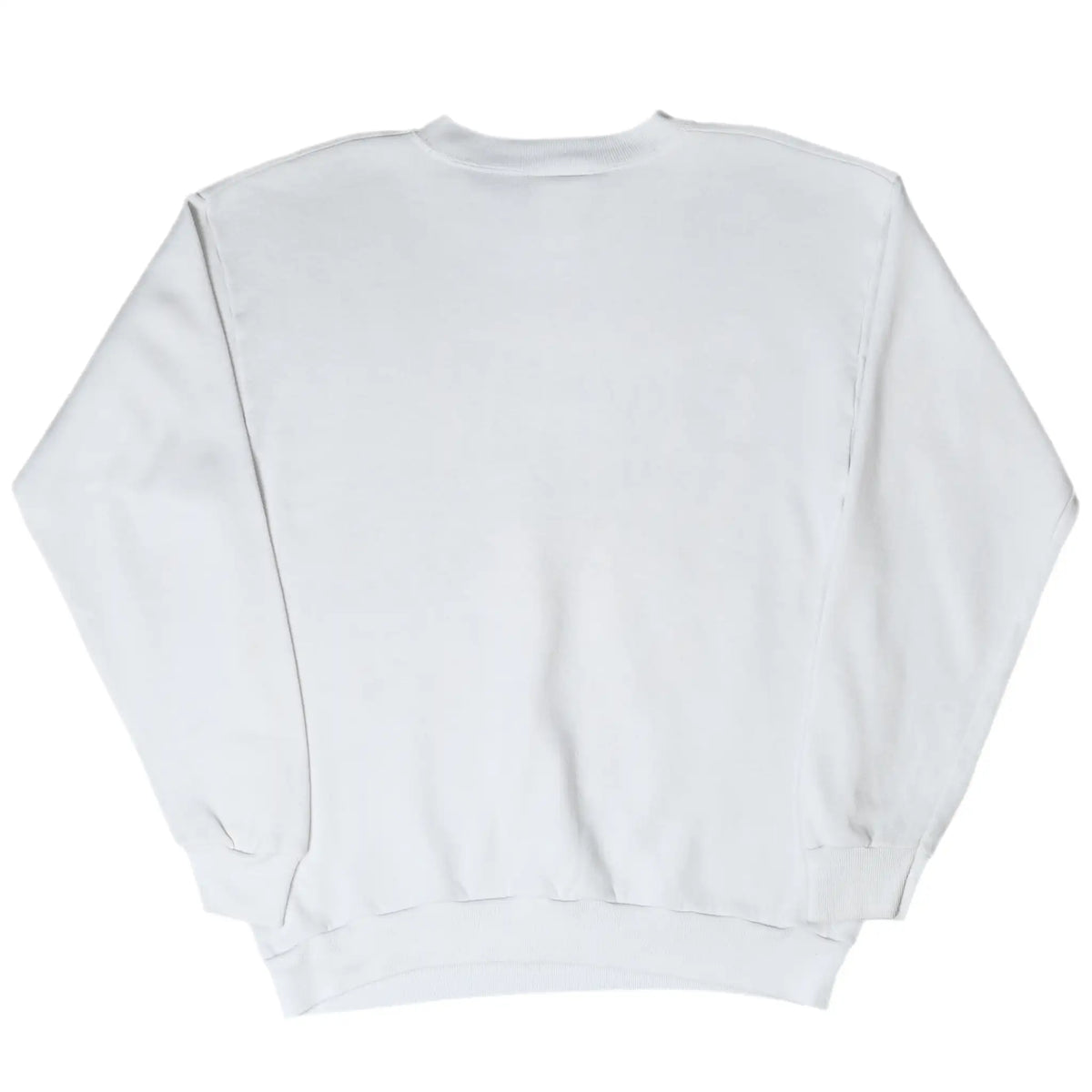 Back of plain white crewneck sweatshirt