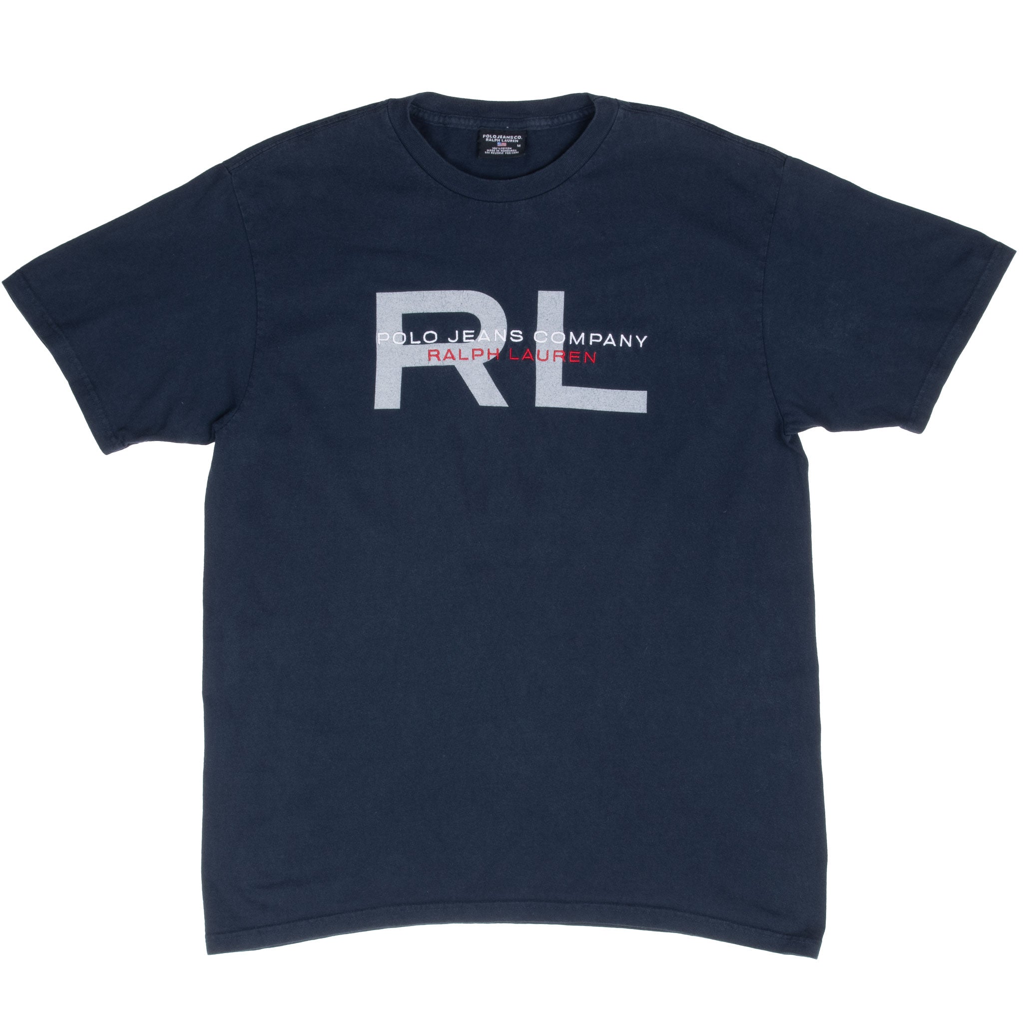 Vintage Ralph Lauren Polo Jeans Navy Blue Tee Shirt 2000S Size Medium