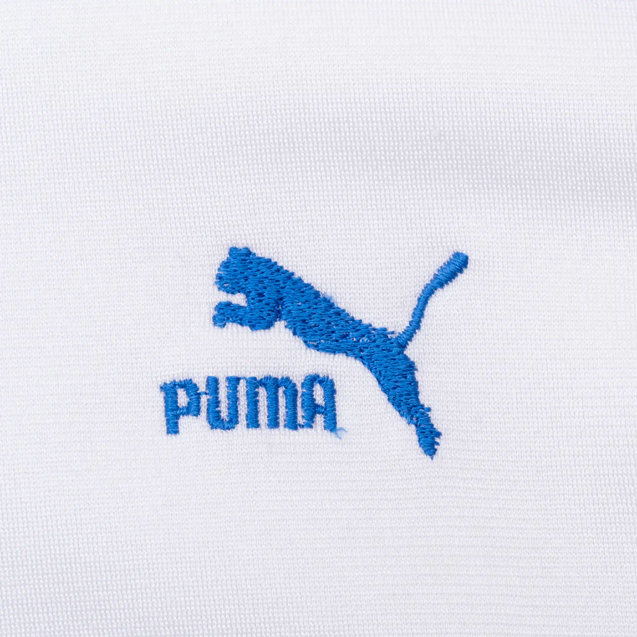 VINTAGE PUMA TRACK WHITE & BLUE JACKET 1980S LARGE