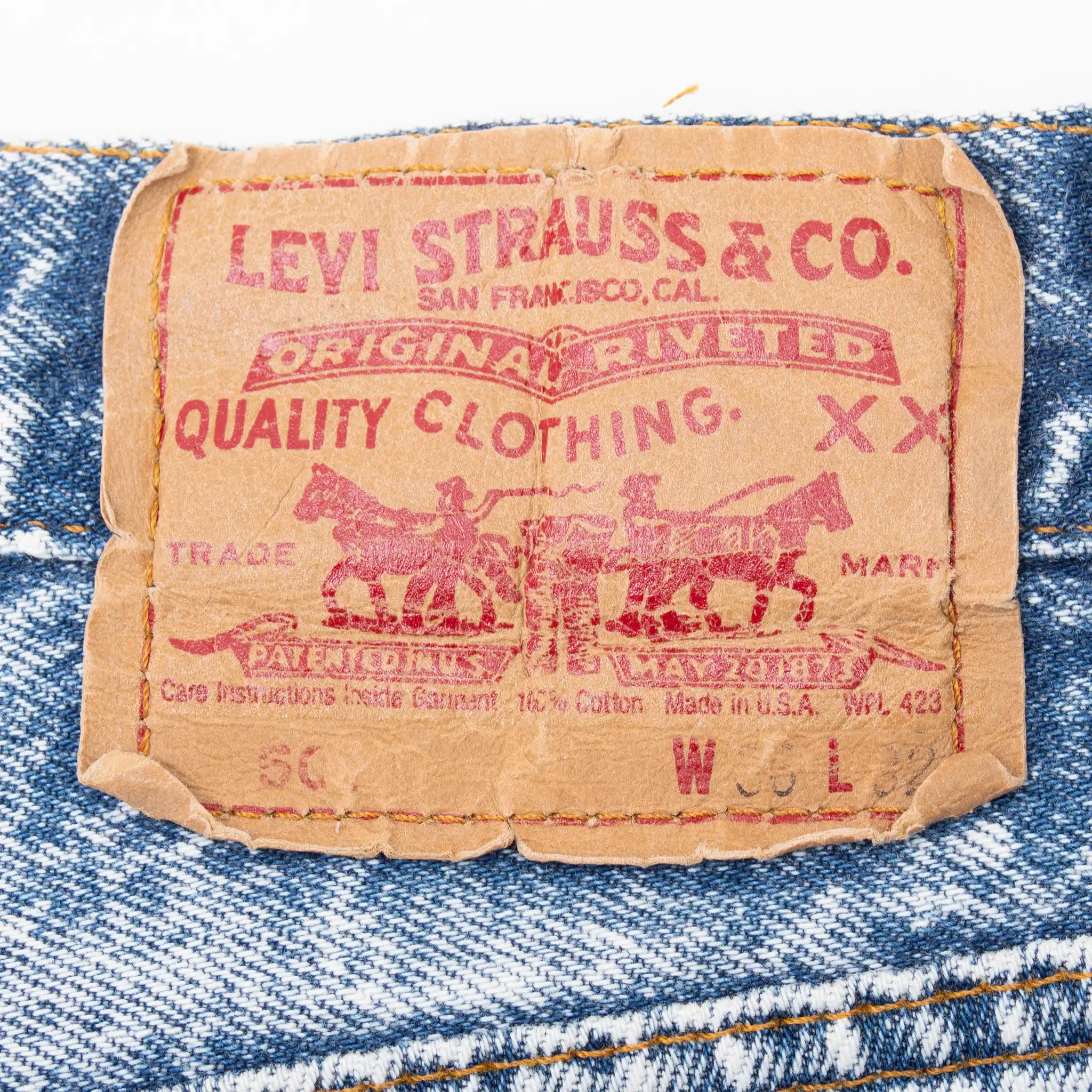 VINTAGE LEVIS 501 INDIGO ACID WASH BLUE JEANS 1980S SIZE W34 L31 MADE IN USA