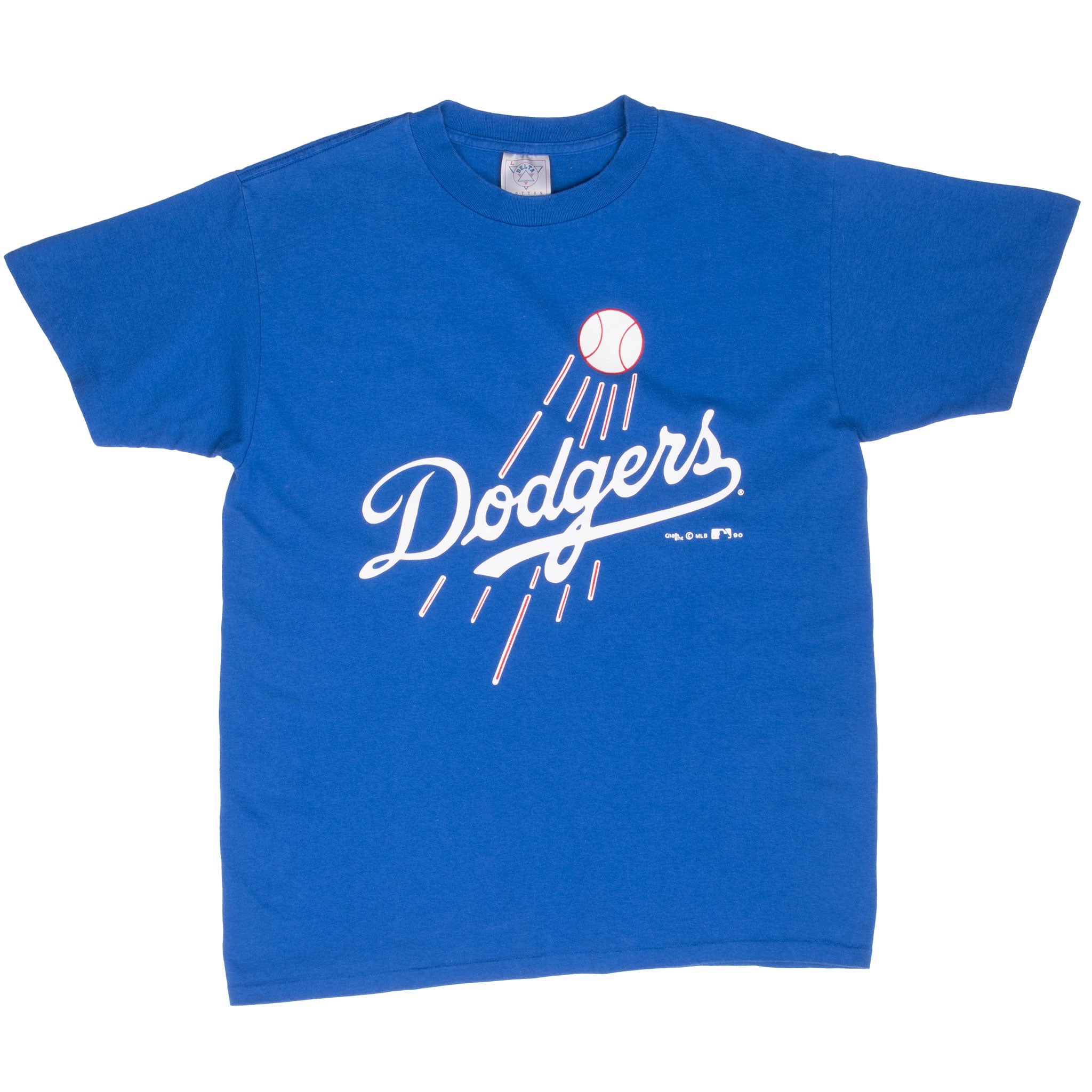 Vintage Mlb Los Angeles Dodgers Blue Tee Shirt 1990 Size Large Made In Usa