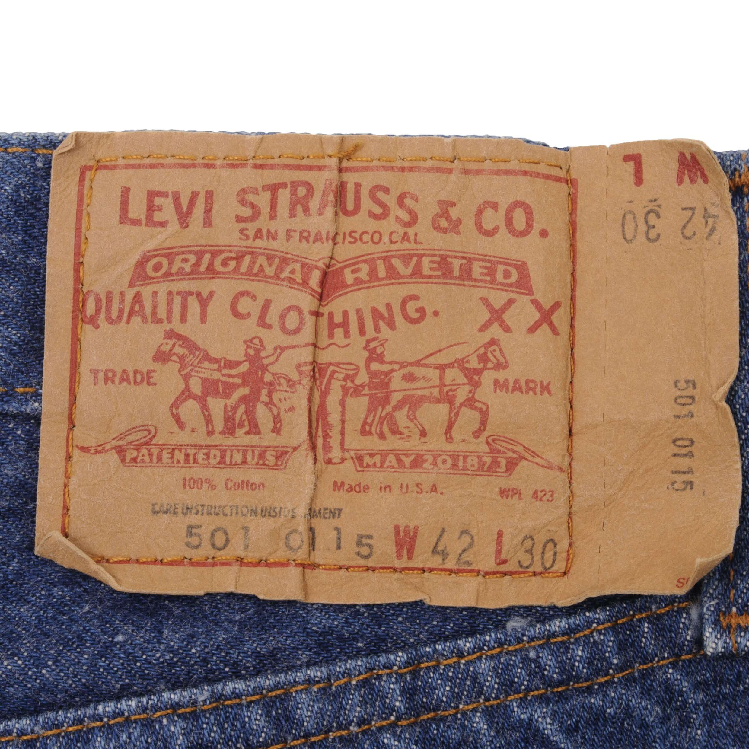 Beautiful Indigo Levis 501 Jeans 1980s Made in USA with Dark Wash Size on tag 42X30 Actual Size 42X30 Back Button #524