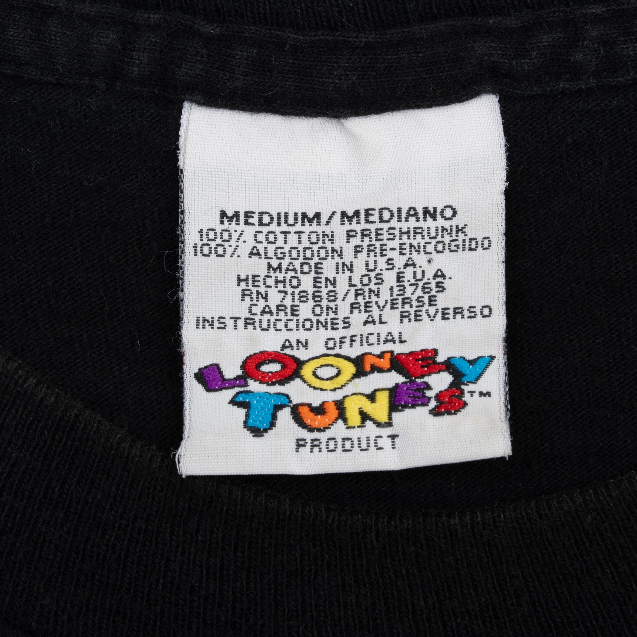 Vintage Looney Tunes Taz Football Long Sleeve Tee Shirt 1990S Size Medium Made In Usa