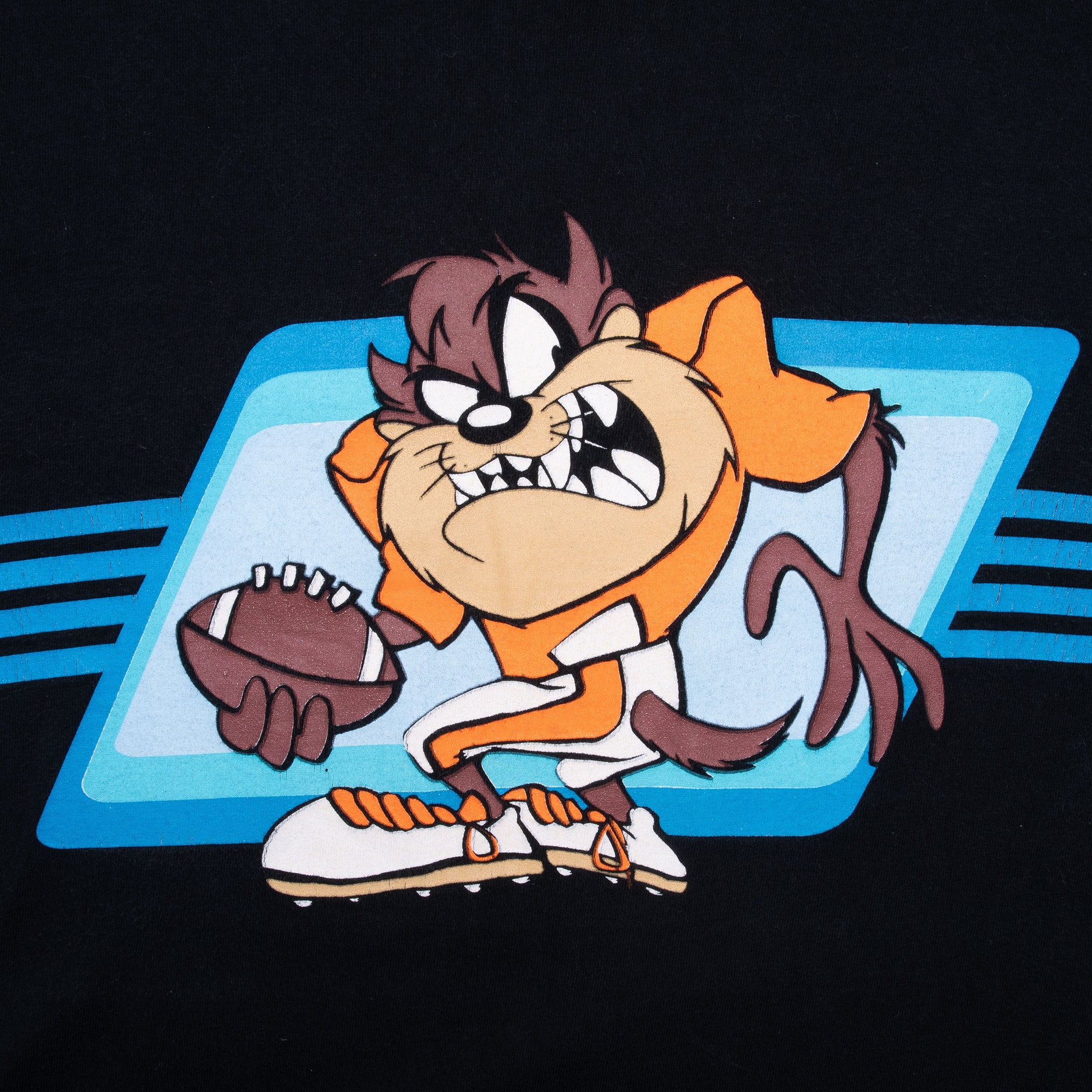 Vintage Looney Tunes Taz Football Long Sleeve Tee Shirt 1990S Size Medium Made In Usa