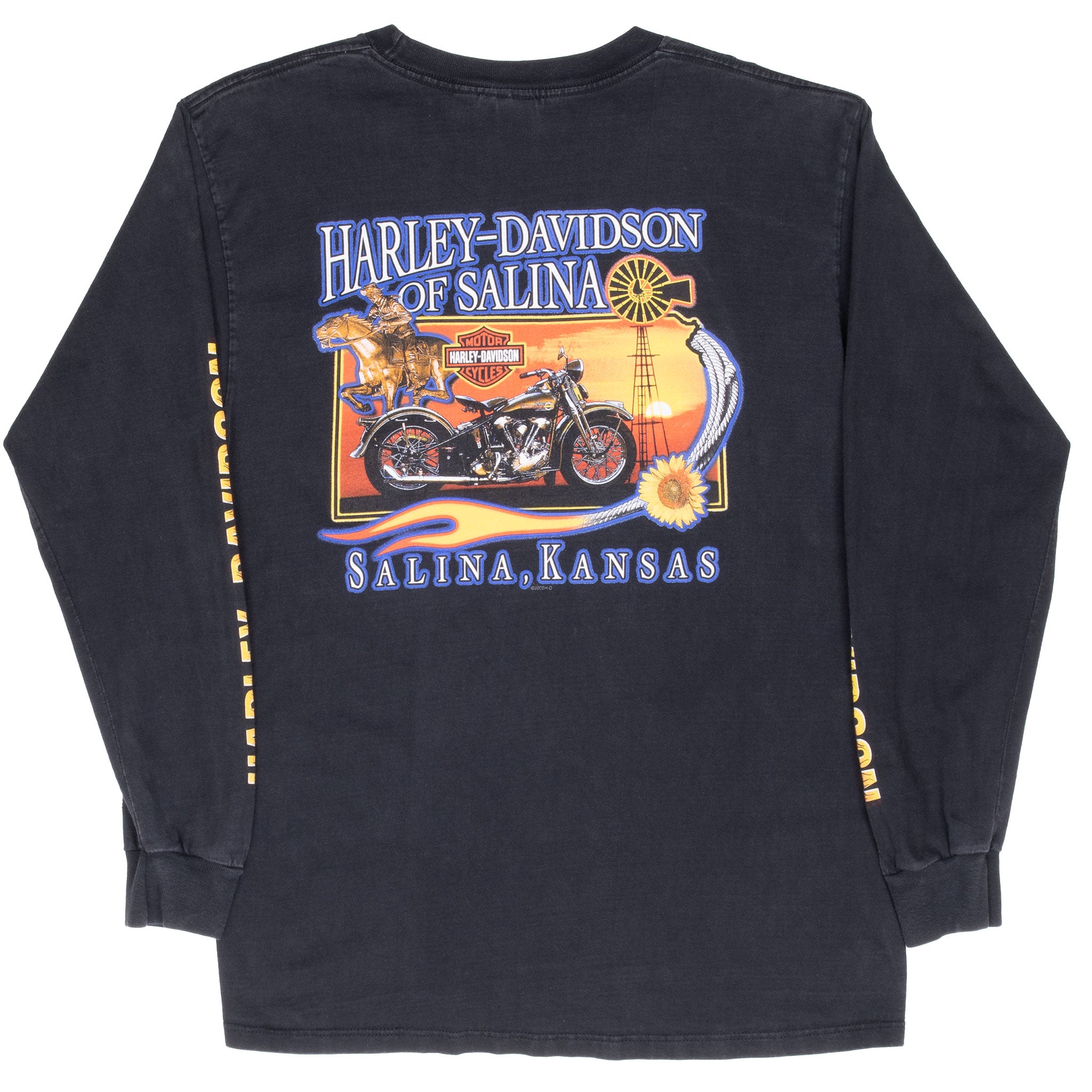 Vintage Harley Davidson Salina Kansas Long Sleeve Pocket Tee Shirt 2002 Size Medium