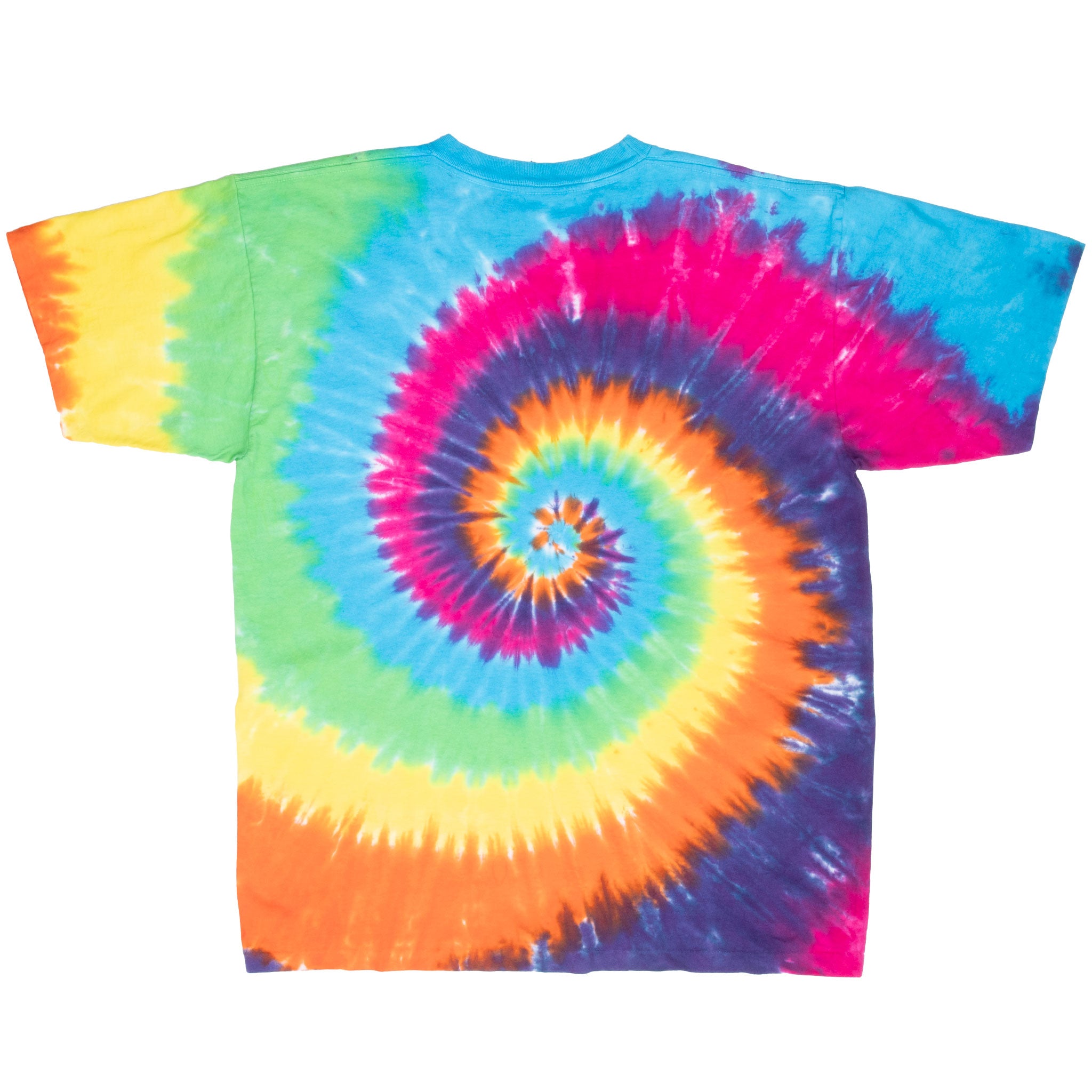 Vintage Rainbow Spiral Swirl Tie Dye Liquid Blue 1990S Tee Shirt Size Large Made In Usa With Single Stitch Sleeves