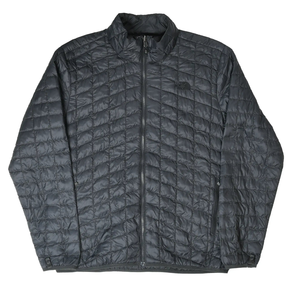 Front of black The North Face quilted zip-up inner jacket