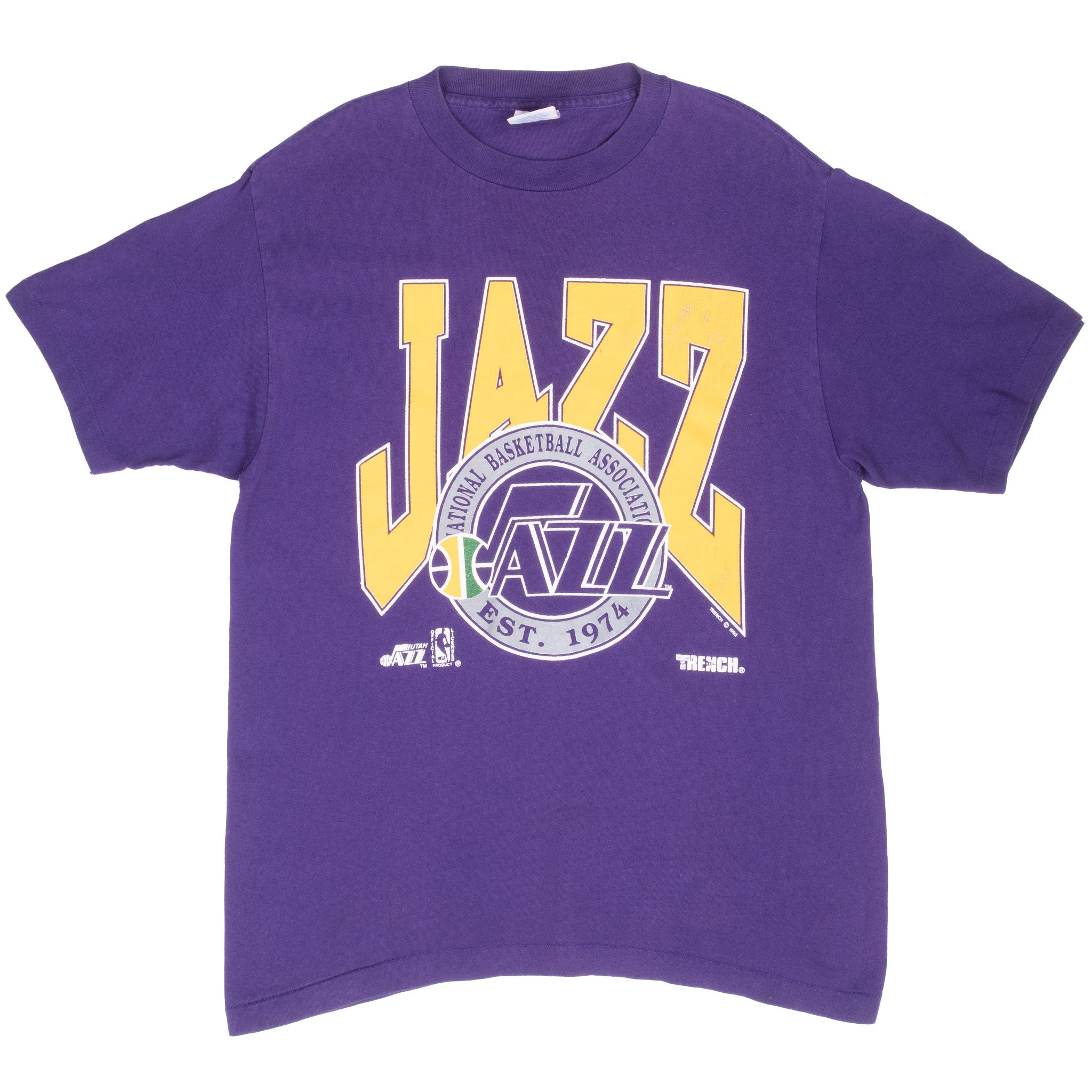 Vintage Nba Utah Jazz 1992 Tee Shirt Size Large Made In Usa With Single Stitch Sleeves