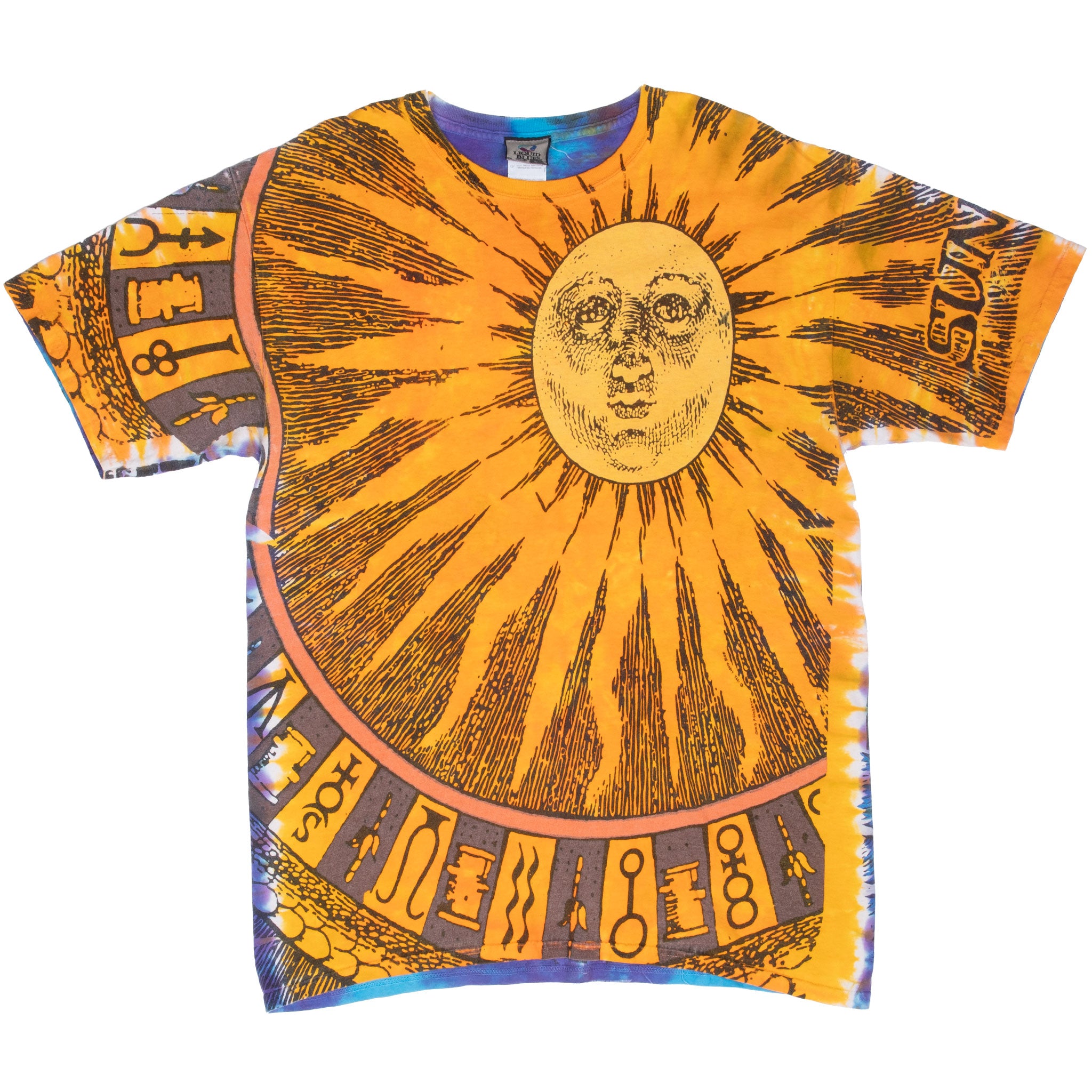 Vintage Sun And Moon Tie Dye Liquid Blue 1990S Tee Shirt Size Large
