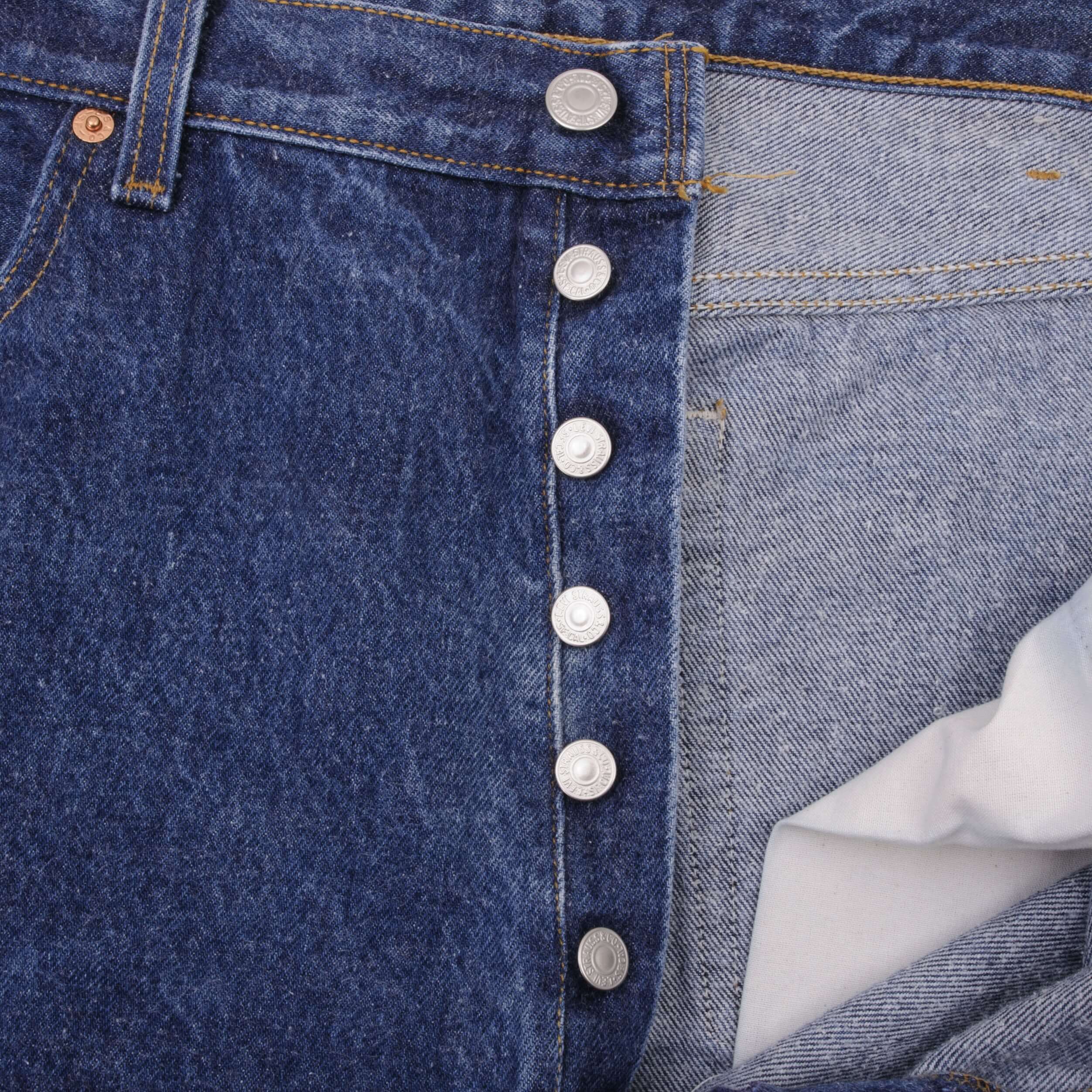 Beautiful Indigo Levis 501 Jeans 1990s Made in USA with Dark Wash Size on tag 40X36 Actual Size 40X34 Back Button #555