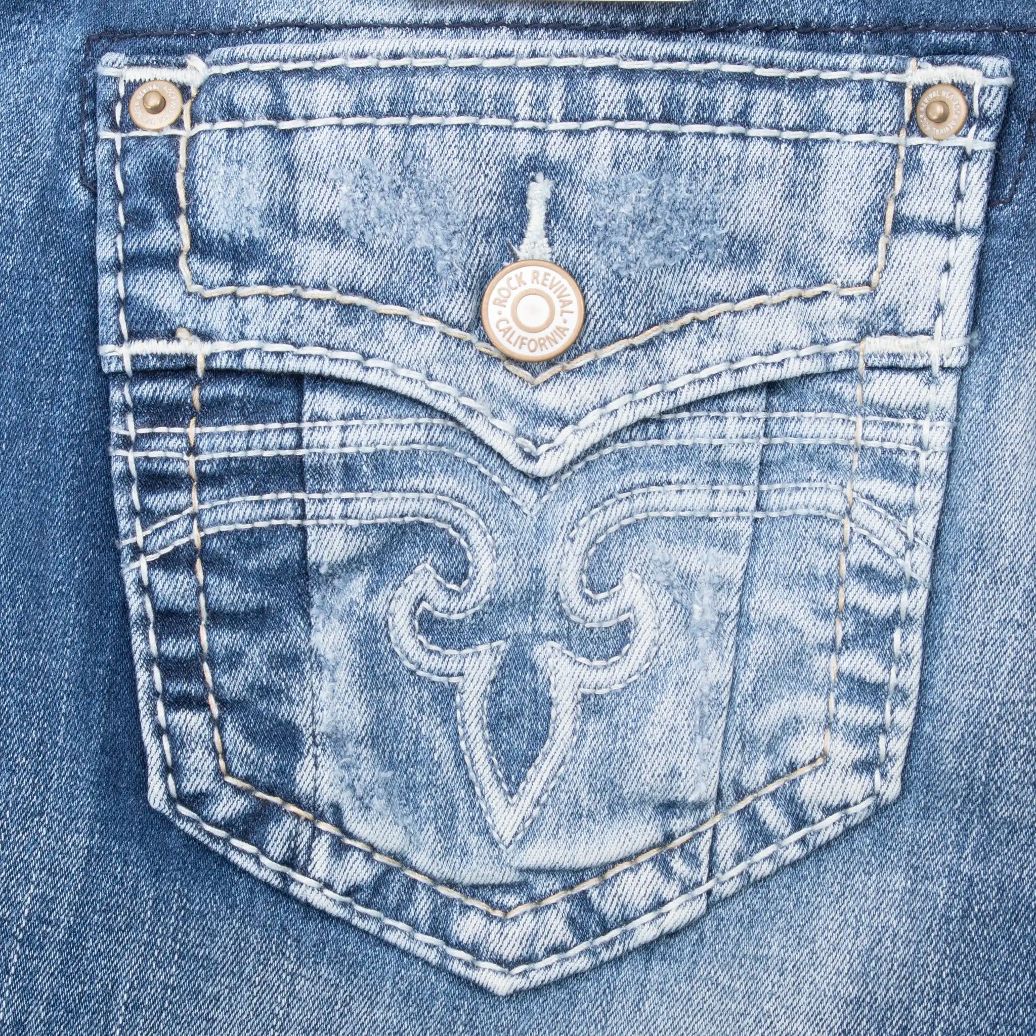 ROCK REVIVAL BLUE DENIM JEANS 2000S Y2K SIZE 32X36 DEADSTOCK