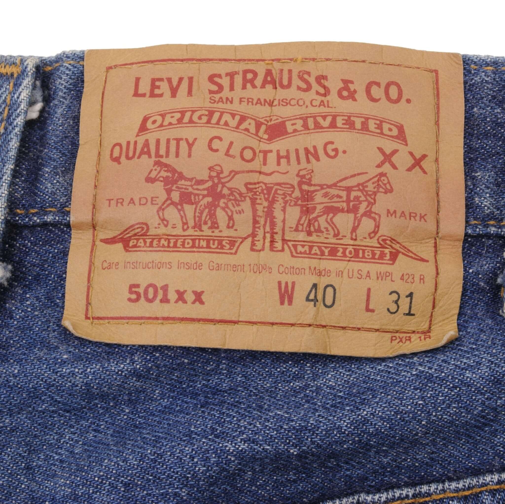 Beautiful Indigo Levis 501 Jeans 1980s Made in USA with Dark Wash Size on tag 40X31 Actual Size 38X29 Back Button #552