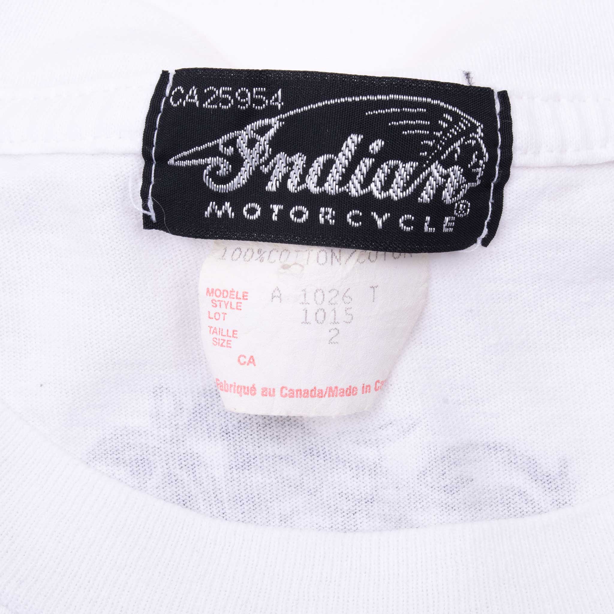 Vintage Indian Motocycle Biker Tee Shirt 1990S Size 2XL With Single Stitch Sleeves