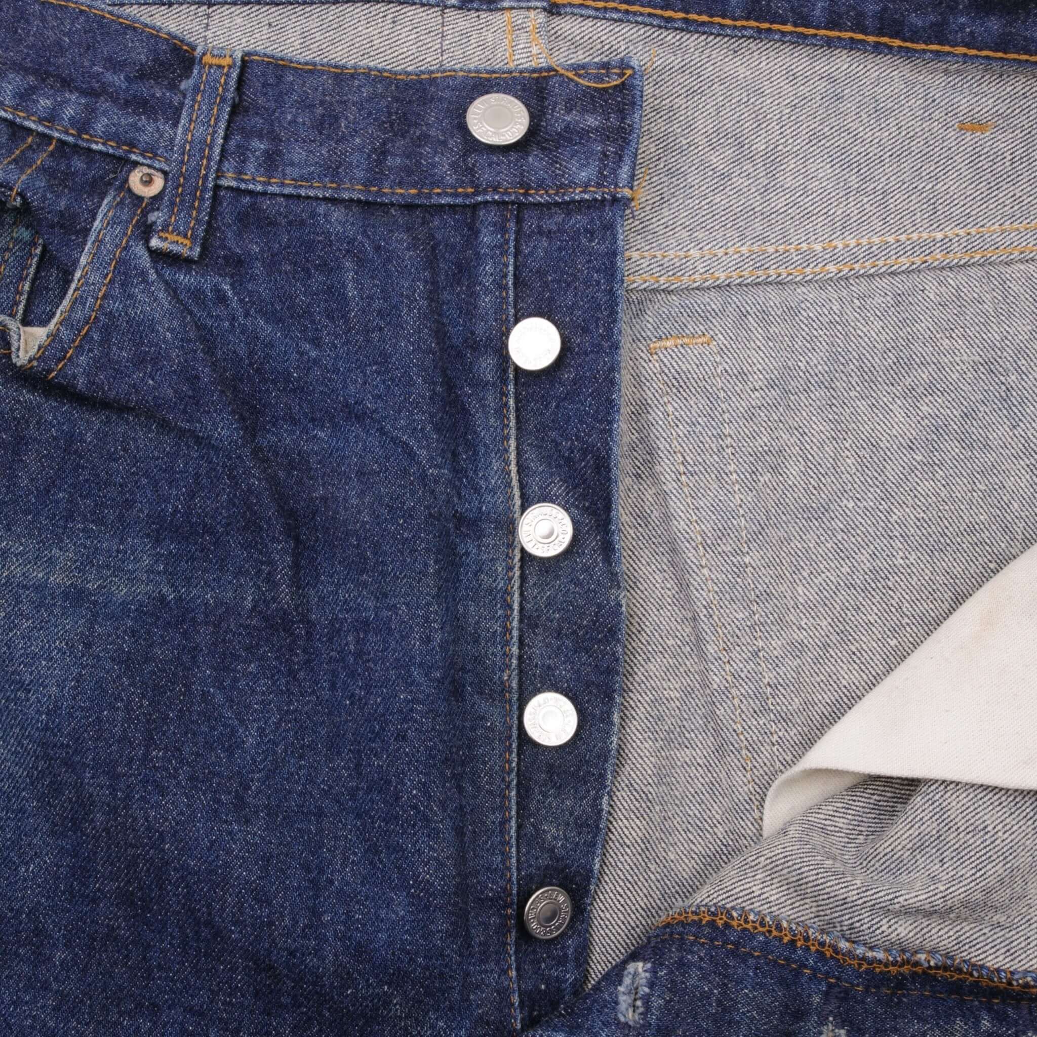 Beautiful Indigo Levis 501 Jeans 1980s Made in USA with Dark Wash Size on tag 40X30 Actual Size 38X28 Back Button #522