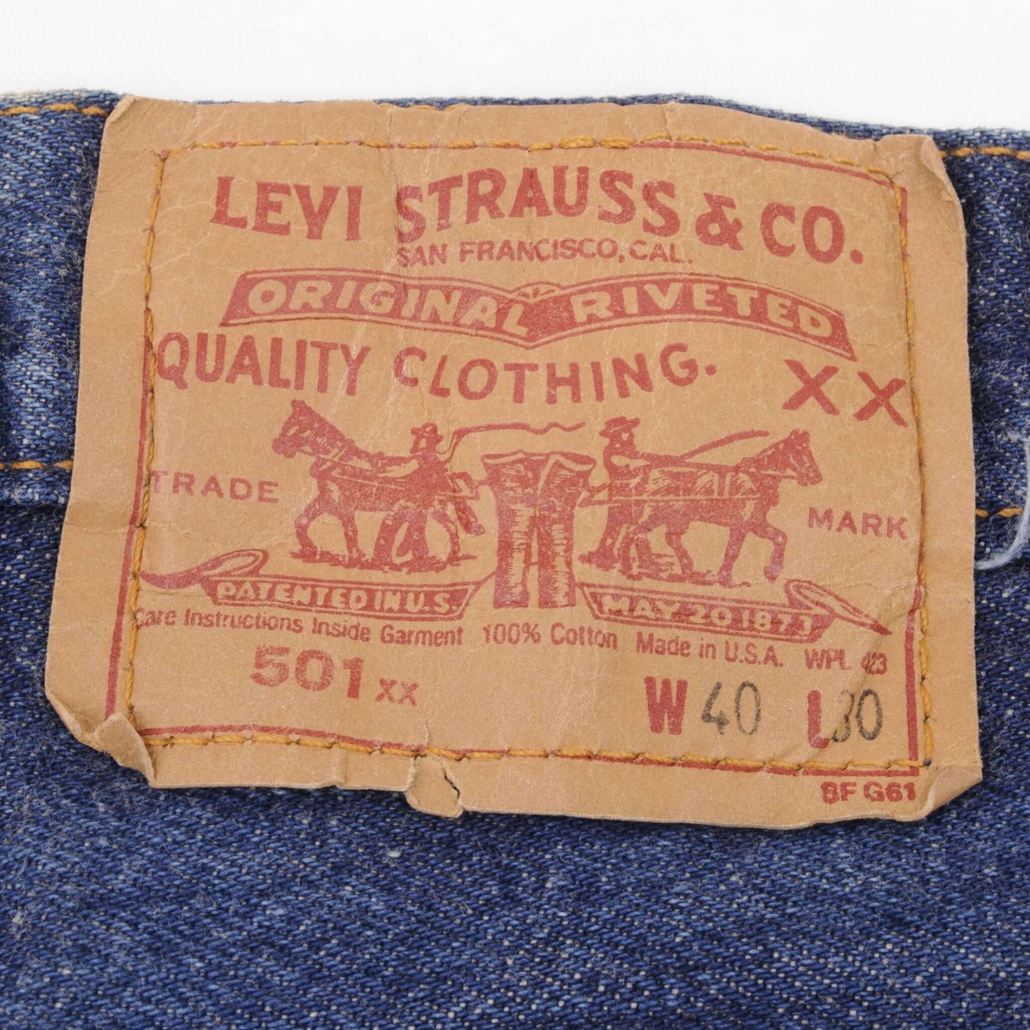 Beautiful Indigo Levis 501 Jeans 1980s Made in USA with Dark Wash Size on tag 40X30 Actual Size 38X28 Back Button #522