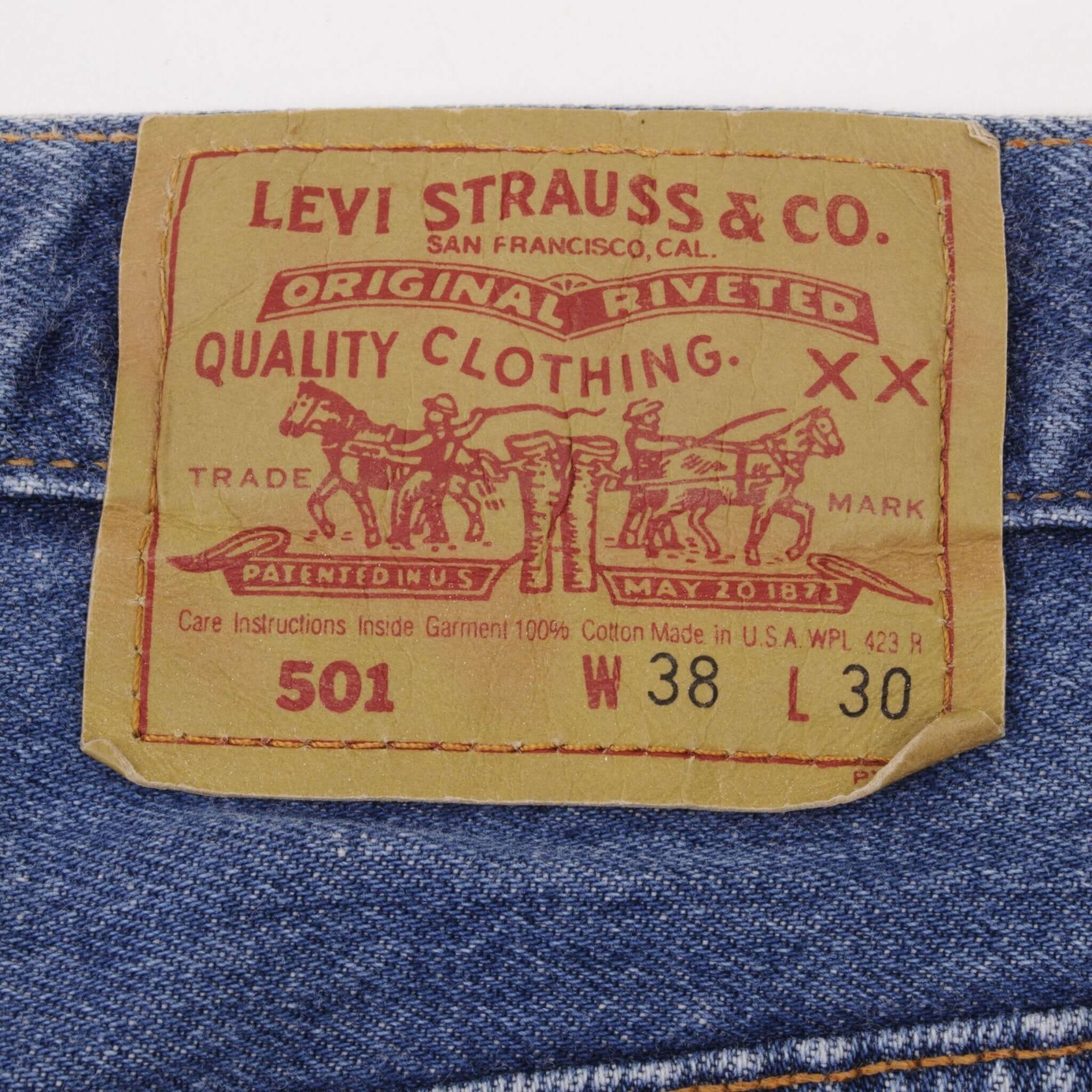 Beautiful Indigo Levis 501 Jeans 1980s Made in USA with Dark Wash Size on tag 38X30 Actual Size 37X30 Back Button #501