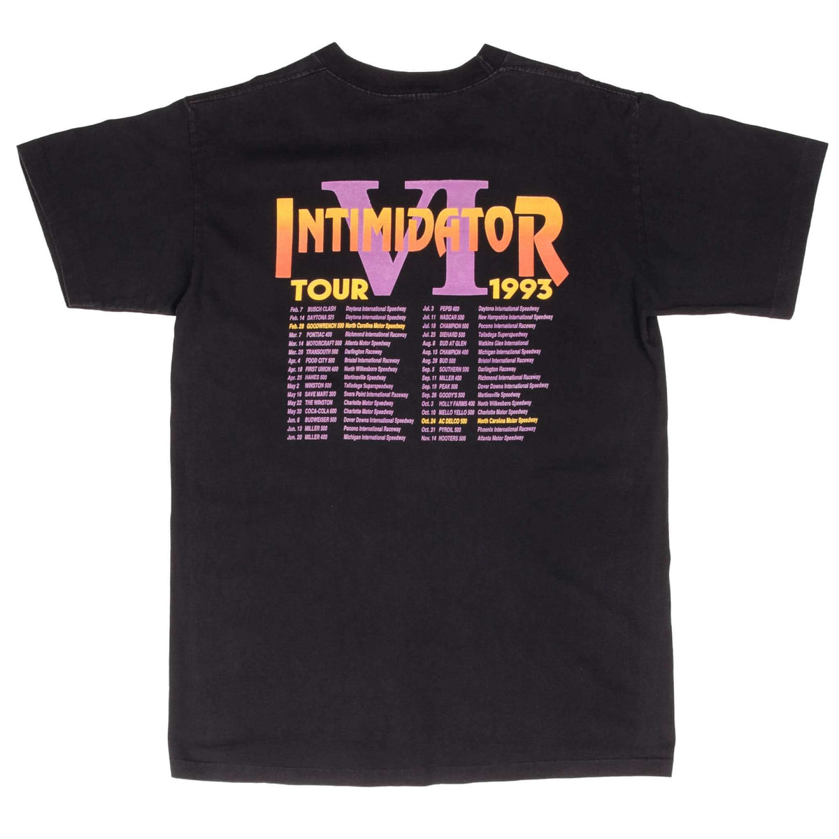 Vintage Nascar Dale Earnhardt Intimidator 6 Tour 1993 Tee Shirt Size Medium Made In Usa With Single Stitch Sleeves