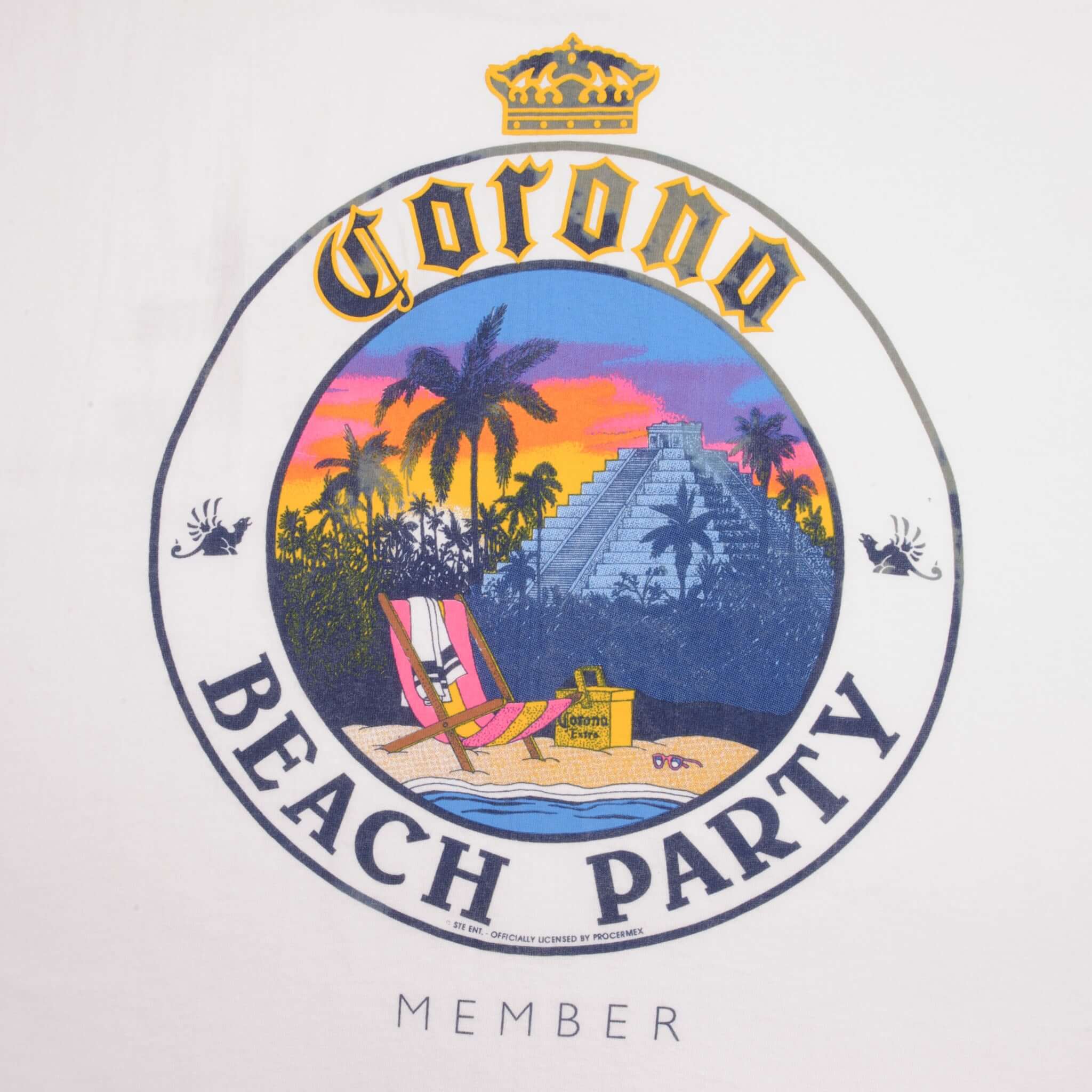 Vintage Corona Beach Club Member Tee Shirt 1990S Size XL Made In Usa With Single Stitch Sleeves