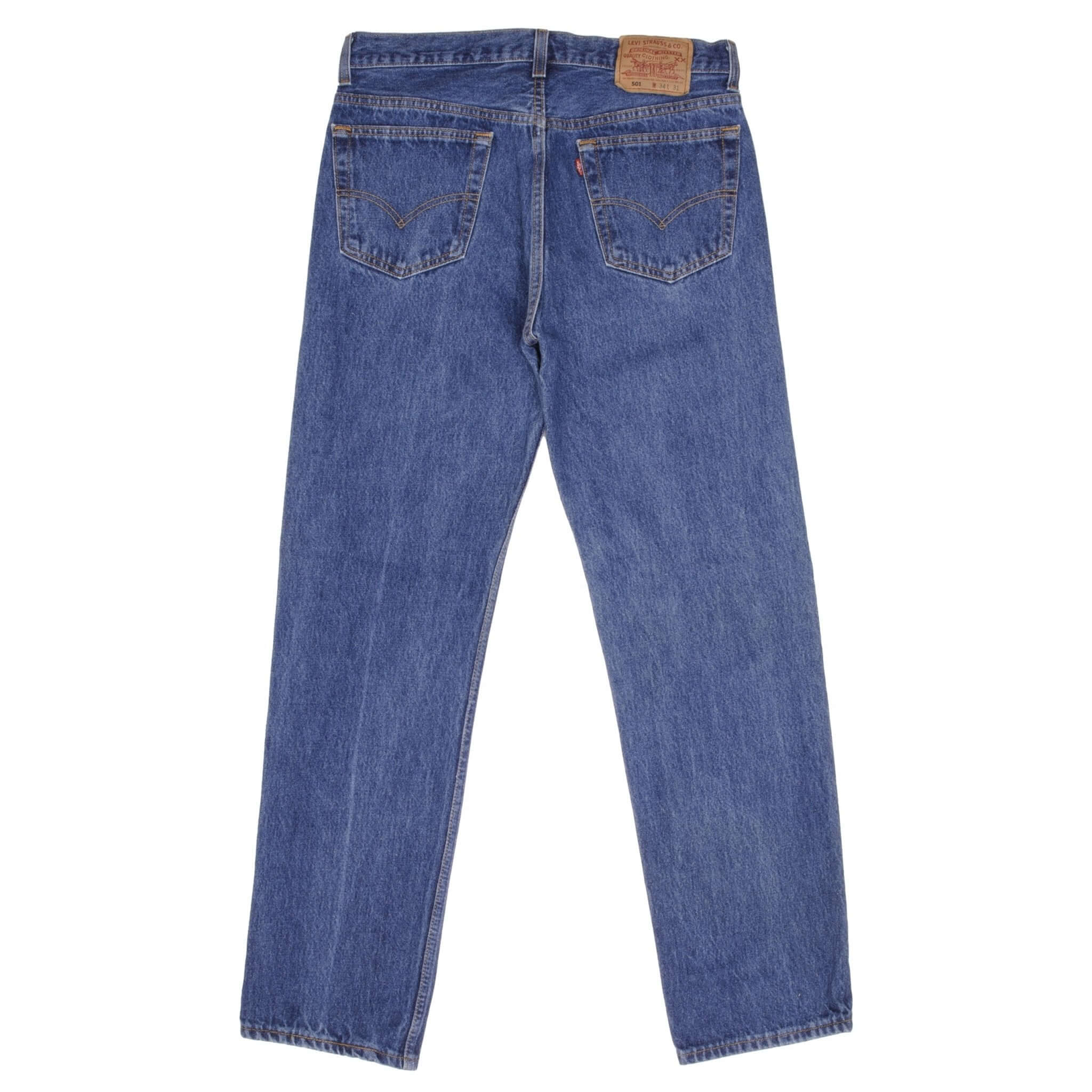 Beautiful Indigo Levis 501 Jeans 1990s Made in USA with Medium Wash Size on tag 34X31 Actual Size 34X31