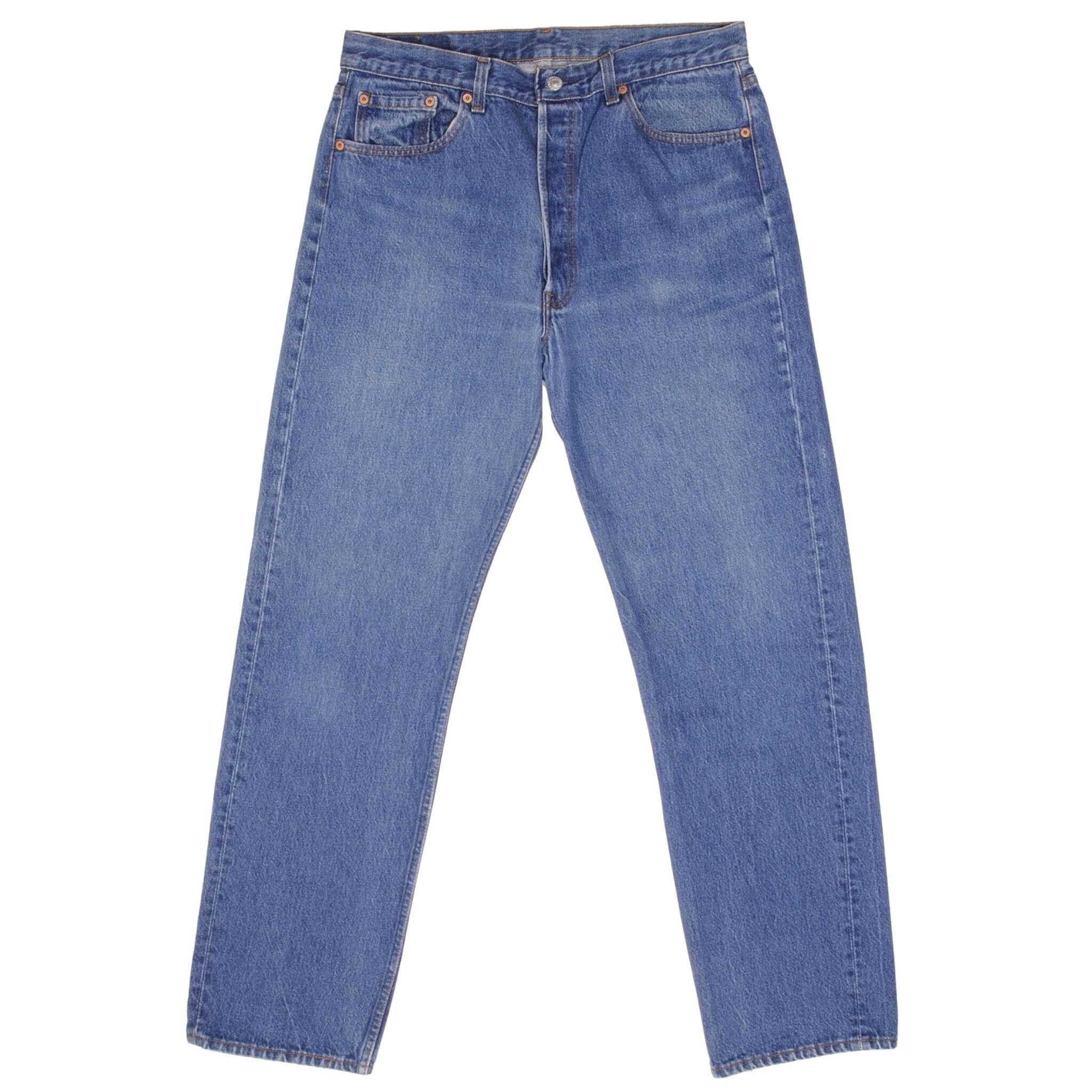 Beautiful Indigo Levis 501 Jeans 1980s Made in USA with Medium Wash Size on tag 36X32 Actual Size 35X32 Back Button #532