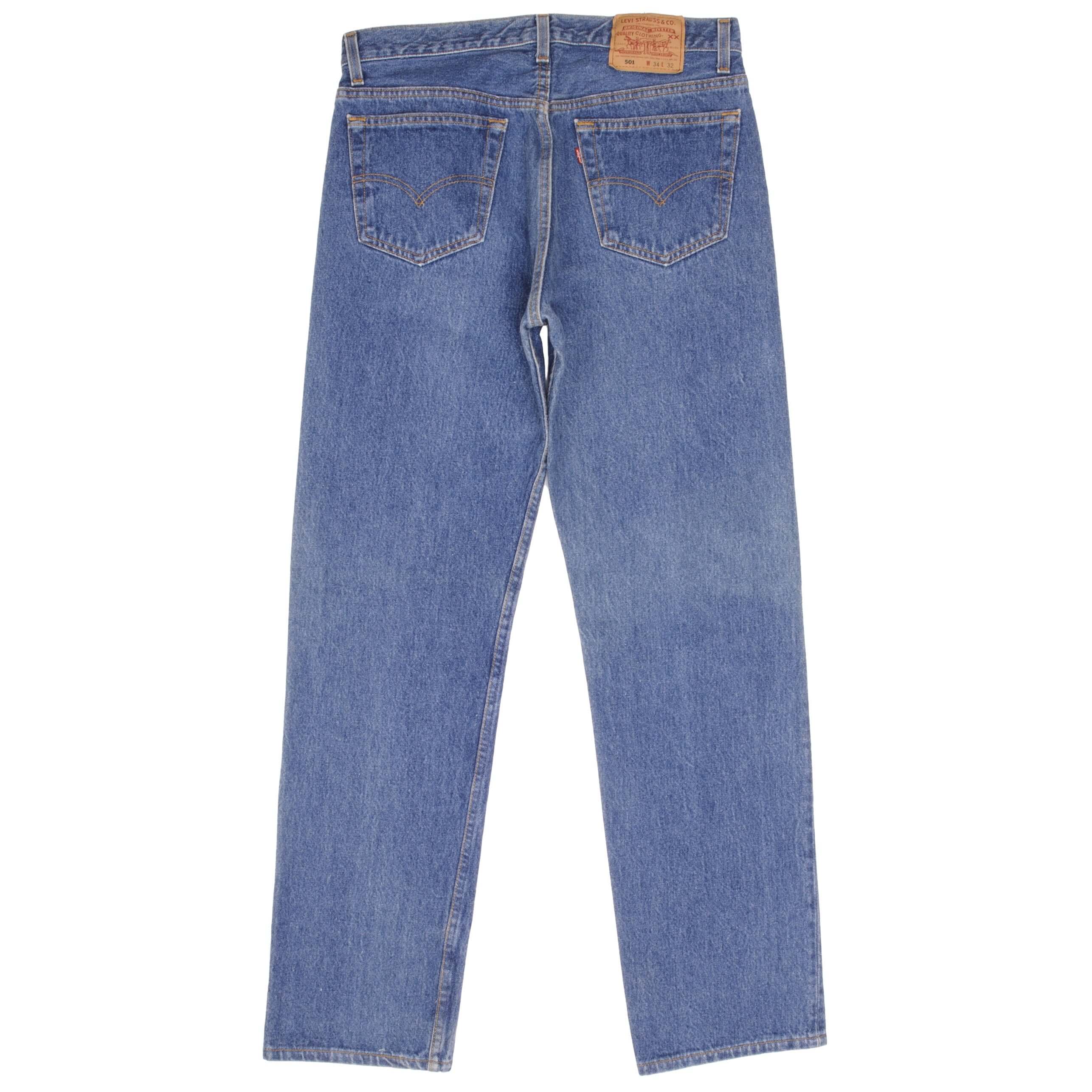 VINTAGE LEVIS 501 JEANS INDIGO 1990S SIZE W33 L32 MADE IN USA