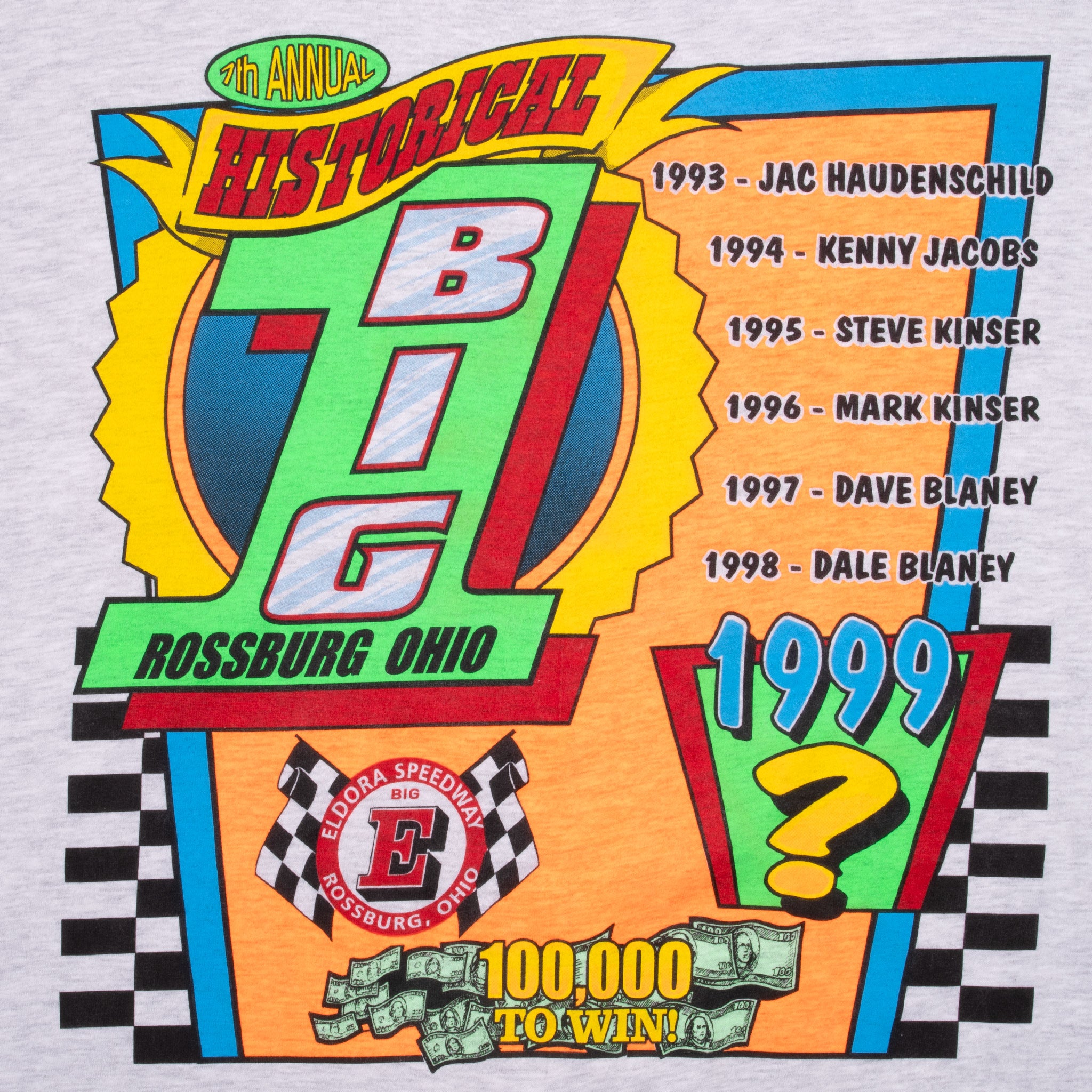 Vintage Racing Big Rossburg Ohio Speedway 1999 Tee Shirt Size XL